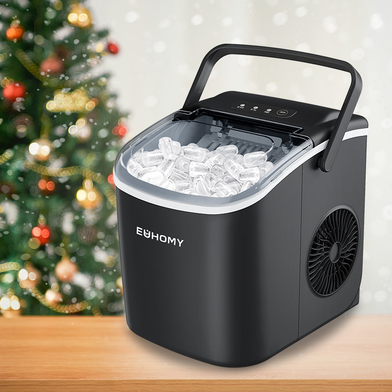 EUHOMY 12'' Black Bullet Ice Portable Low Noise Ice Maker with Handle - Euhomy