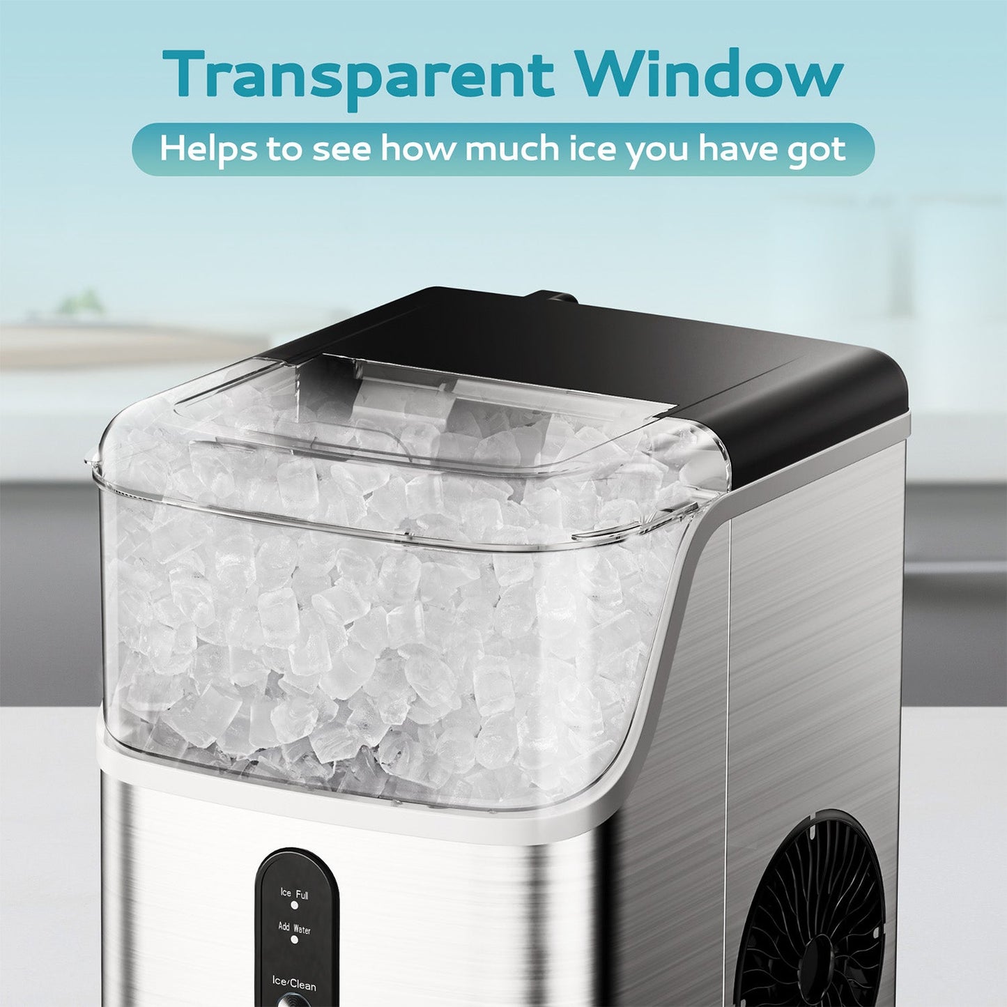 EUHOMY Pebble Ice Maker Machine with 35lbs/24H Soft Ice, Self-Cleaning Includes 2 Bottles of Cleaner - Euhomy
