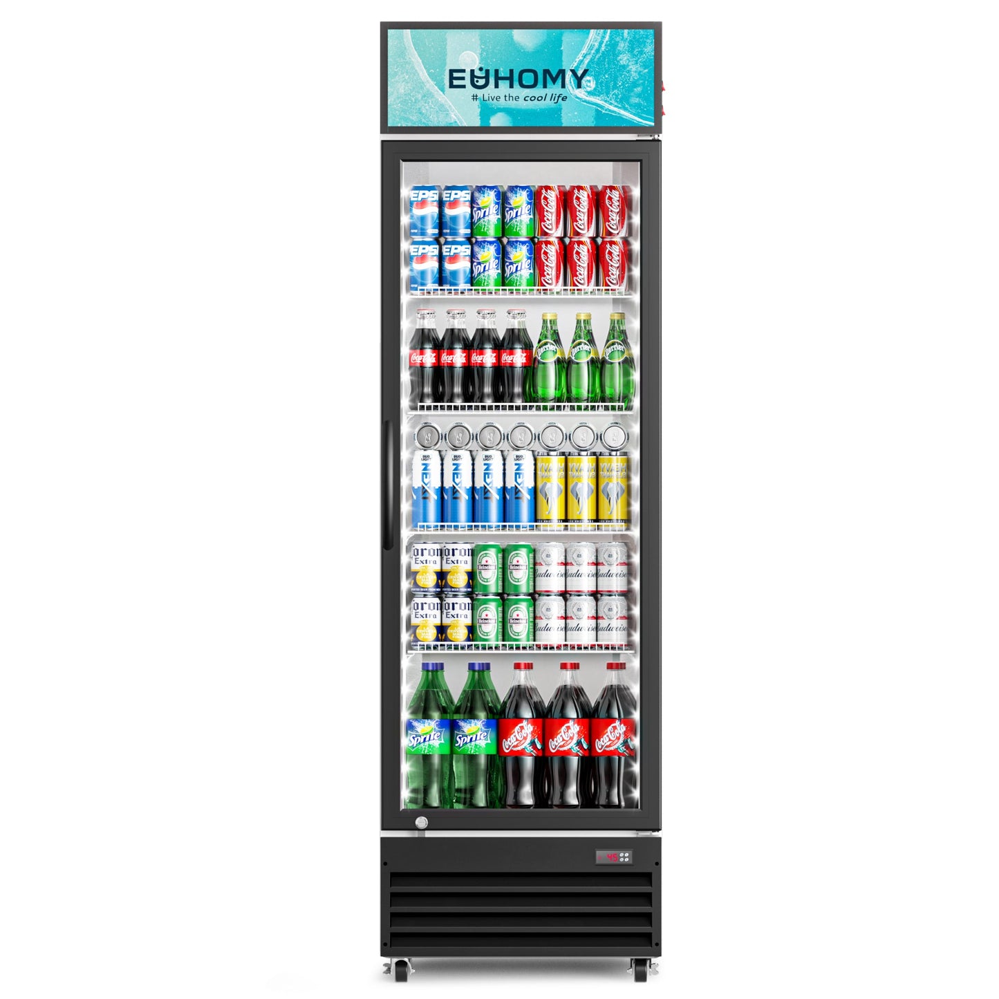 EUHOMY Commercial Display Refrigerator Glass Door Merchandiser Drink Fridge - Euhomy
