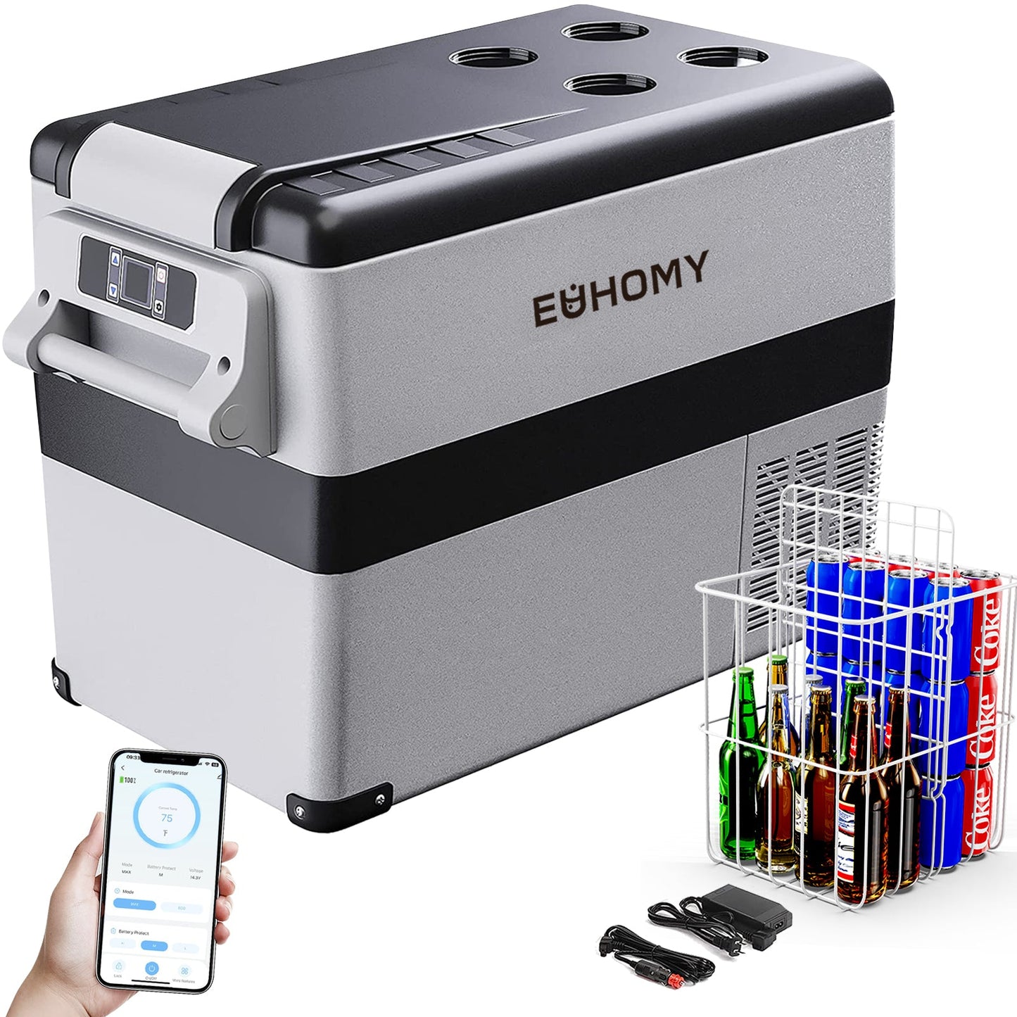 EUHOMY 12 Volt Multi-Adapter Equipped Portable Electric Cooler Car Refrigerator - Euhomy