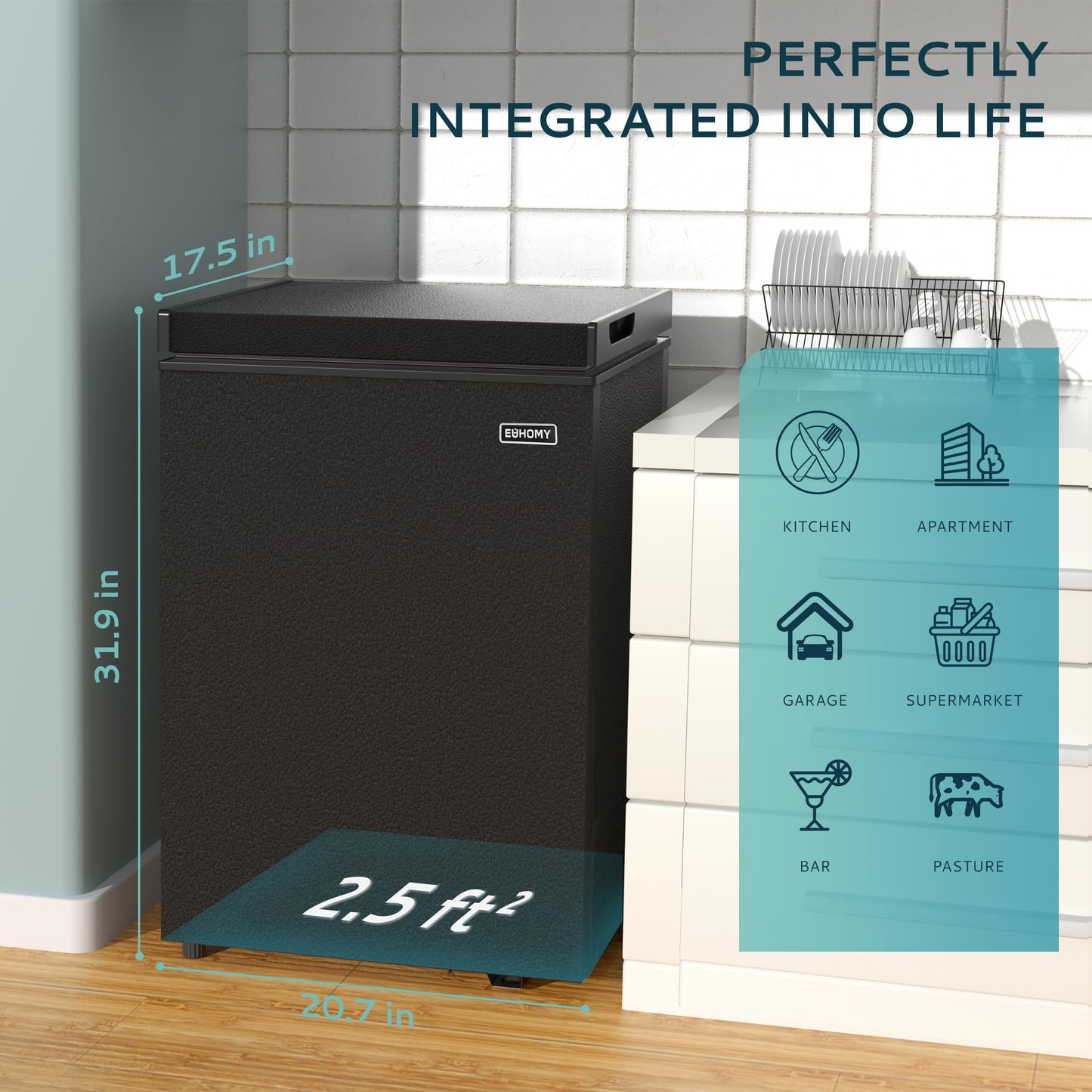 EUHOMY Chest Freezer with Removable Basket, Small Deep Freezer - Euhomy