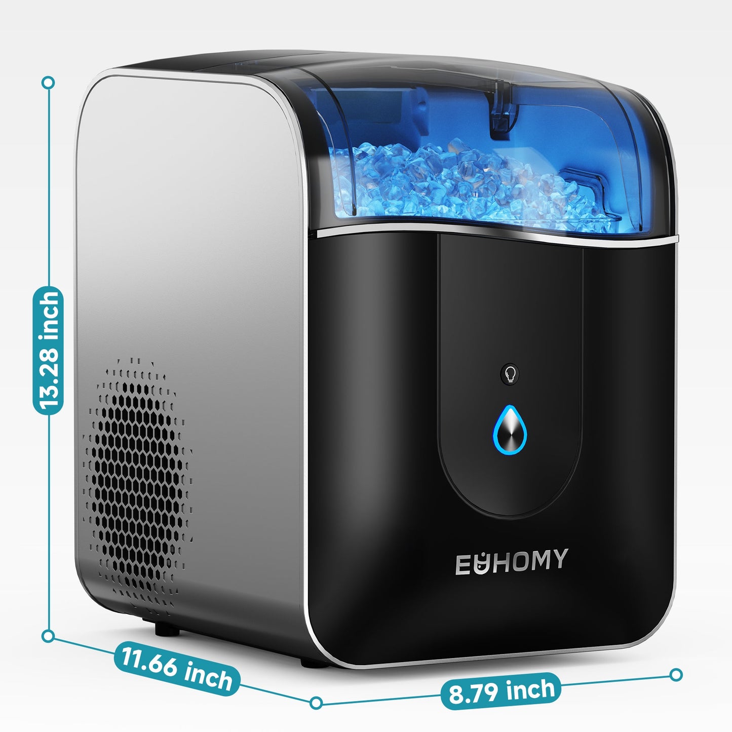 EUHOMY Pearl L1 Pro Portable Nugget Ice Maker Countertop– Smart App Control & Alerts, 33Lbs/24H, 7–10 Mins Fast Ice