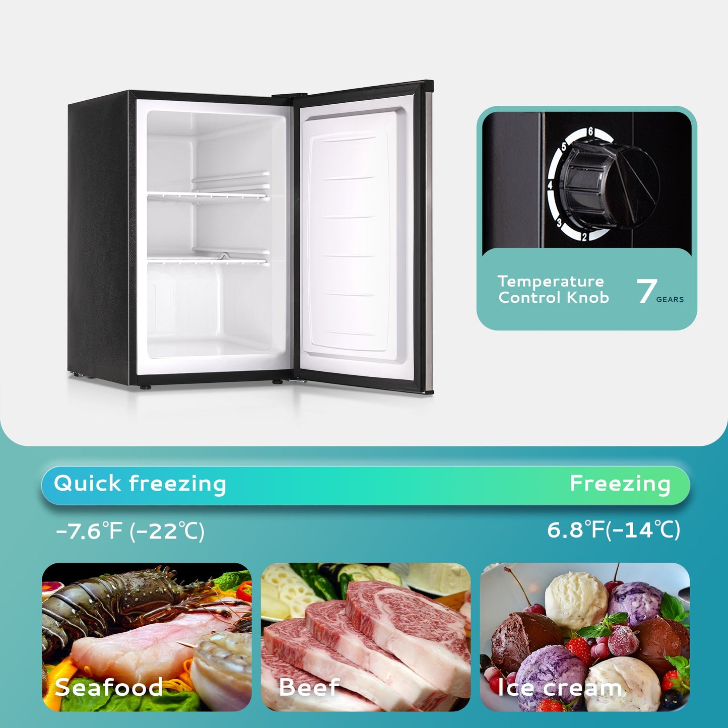 EUHOMY Compact Mini Freezer, Upright freezer Rapid Cooling - Euhomy