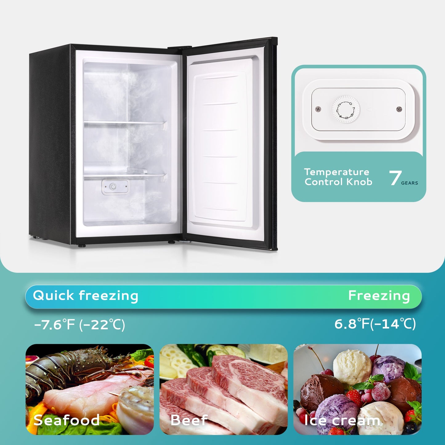 EUHOMY Compact Mini Freezer, Upright freezer Rapid Cooling - Euhomy