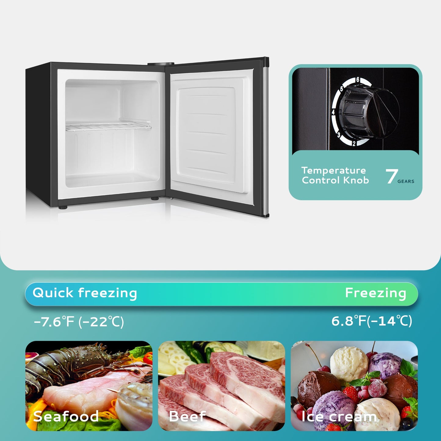 EUHOMY Compact Mini Freezer, Upright freezer Rapid Cooling - Euhomy