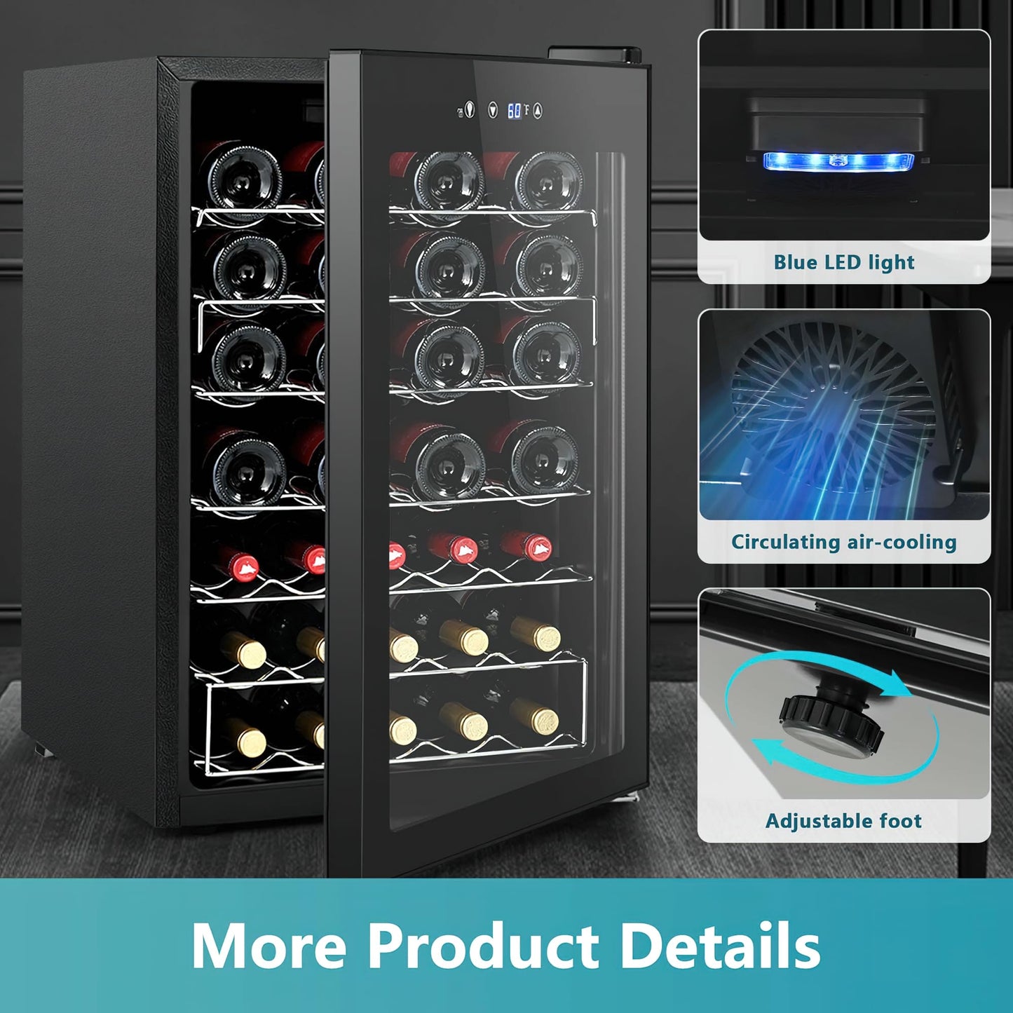 EUHOMY 45 Bottle Wine Cooler Refrigerator Small Built-in Wine Beverage Cooler - Euhomy