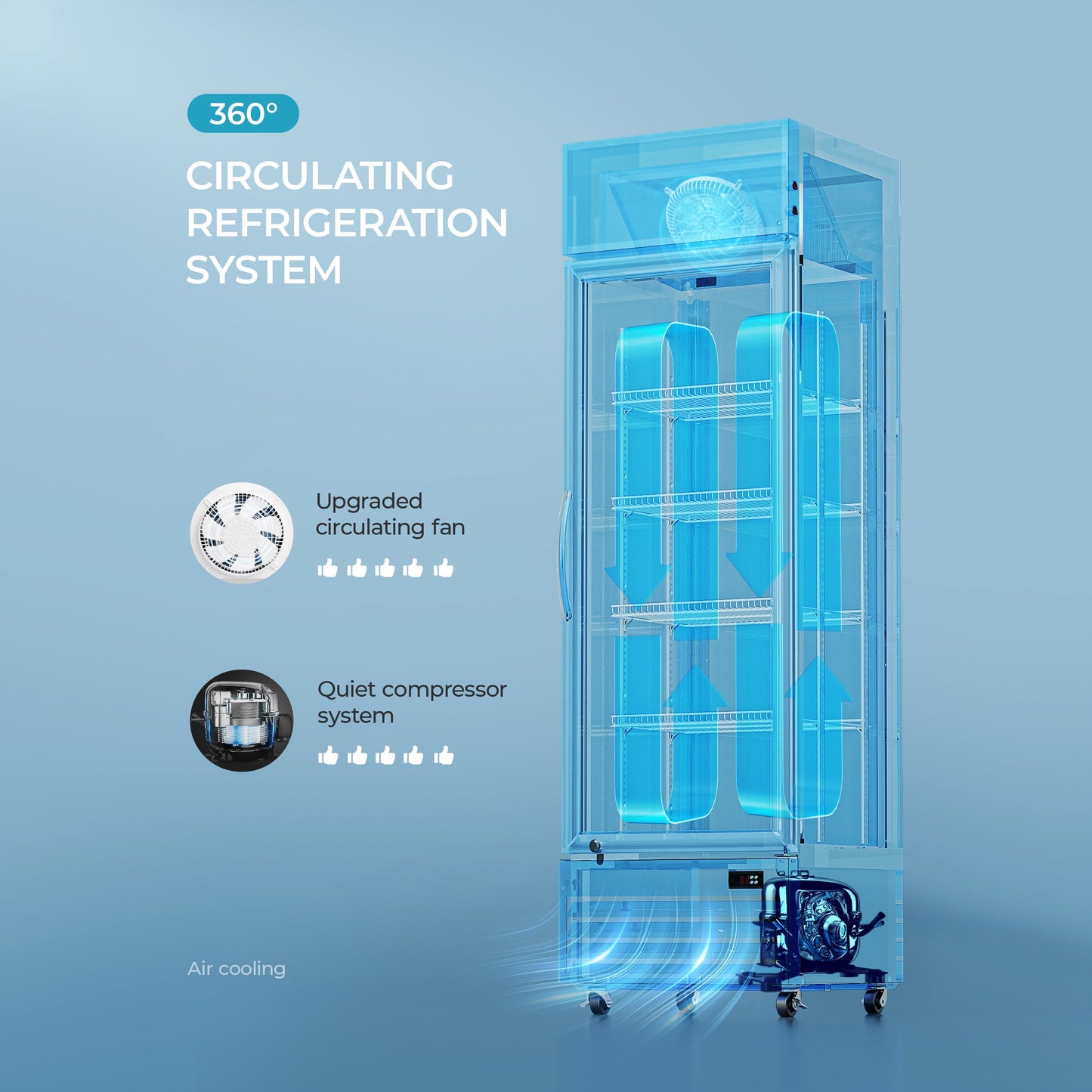 EUHOMY Commercial Display Refrigerator Glass Door Merchandiser Drink Fridge - Euhomy