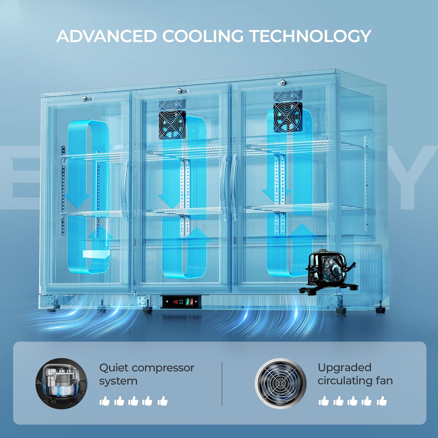 EUHOMY Back Bar Cooler With 2/3 Glass Swing Doors Wine Cooler - Euhomy