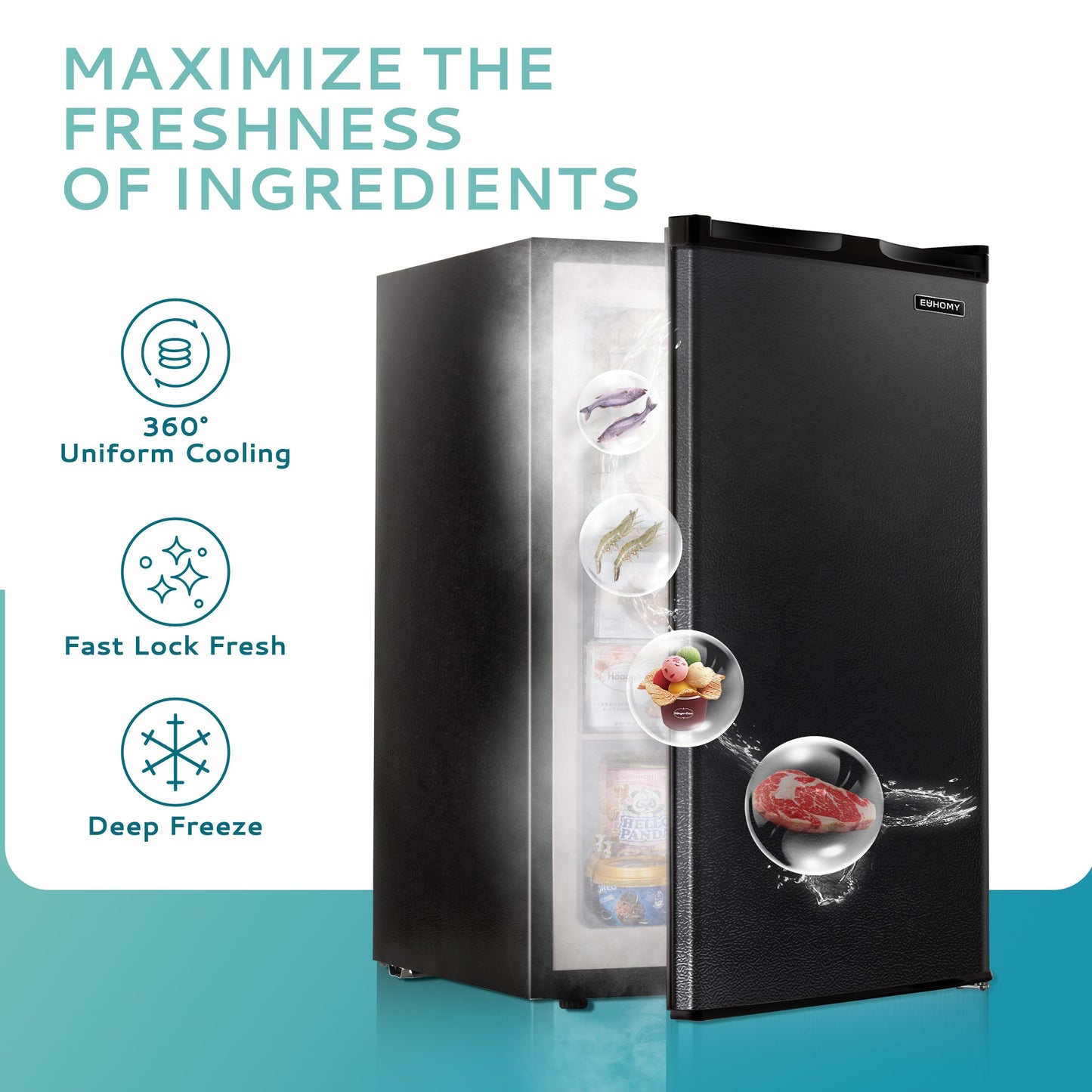 EUHOMY Compact Mini Freezer, Upright freezer Rapid Cooling - Euhomy