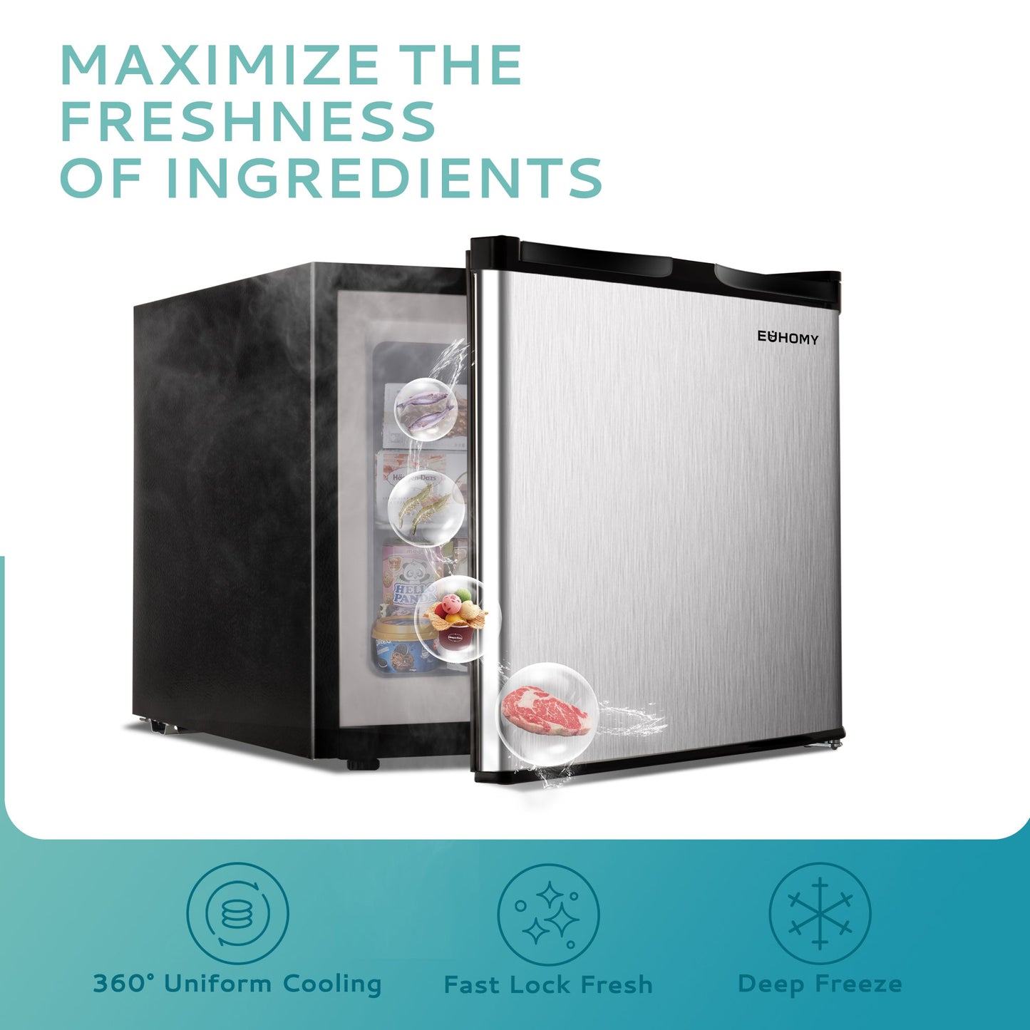 EUHOMY Compact Mini Freezer, Upright freezer Rapid Cooling - Euhomy