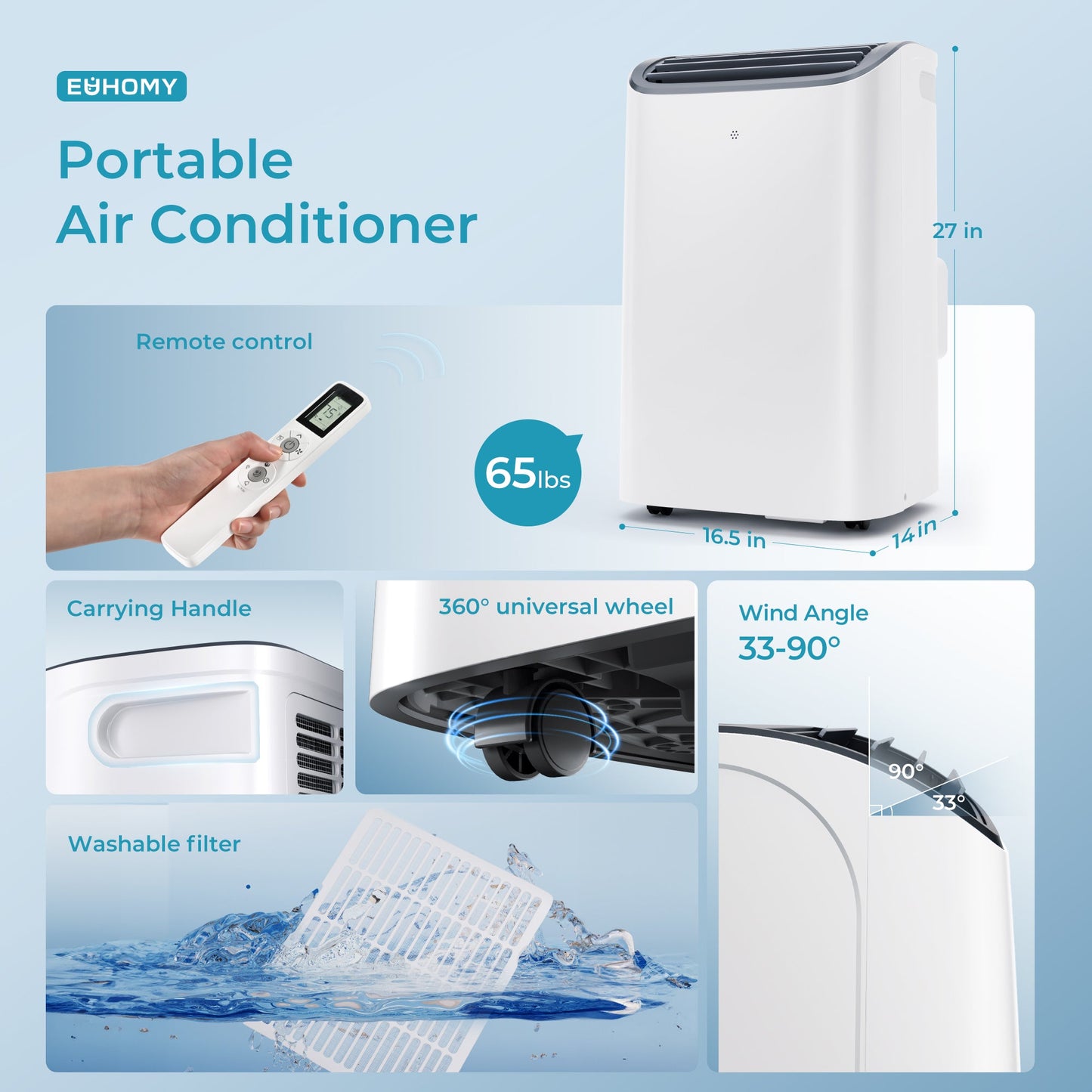 EUHOMY Portable Air Conditioners 14000 Btu3 in 1 Portable Cooling AC with Dehumidifier Fan Modes