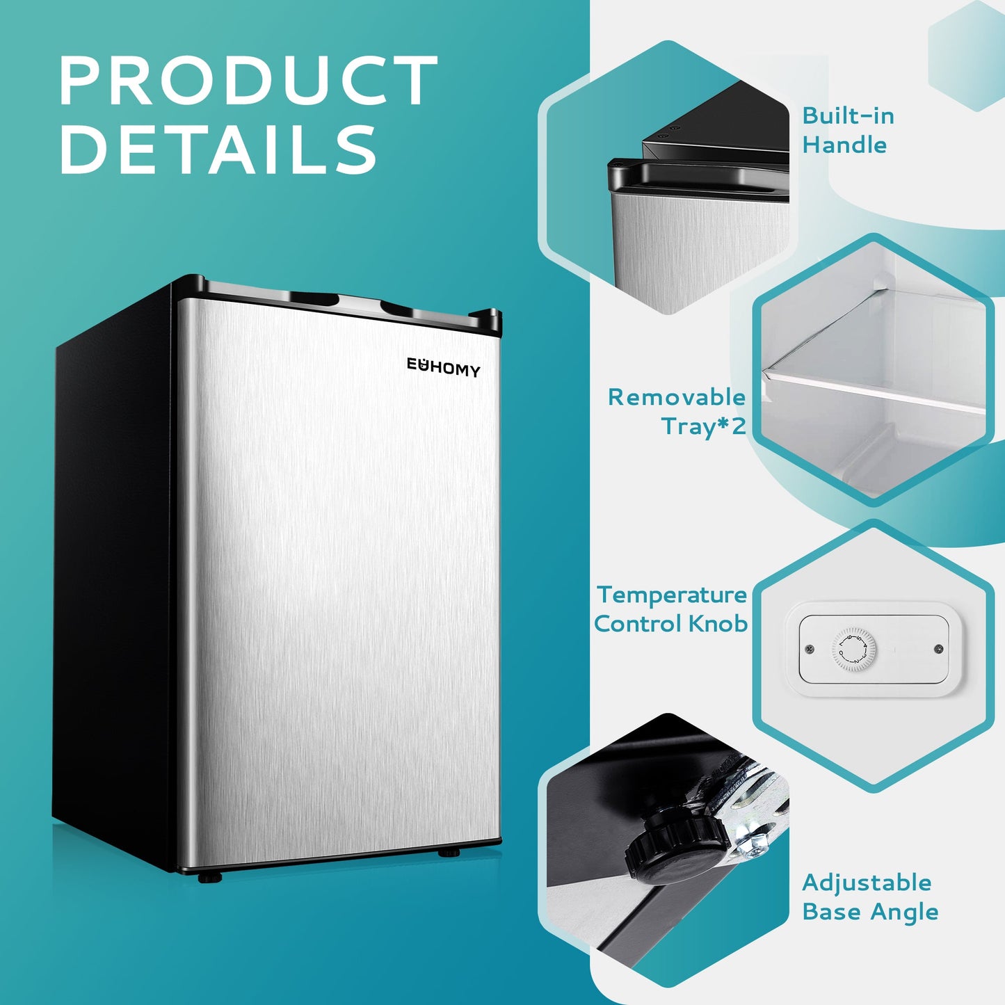 EUHOMY Compact Mini Freezer, Upright freezer Rapid Cooling - Euhomy