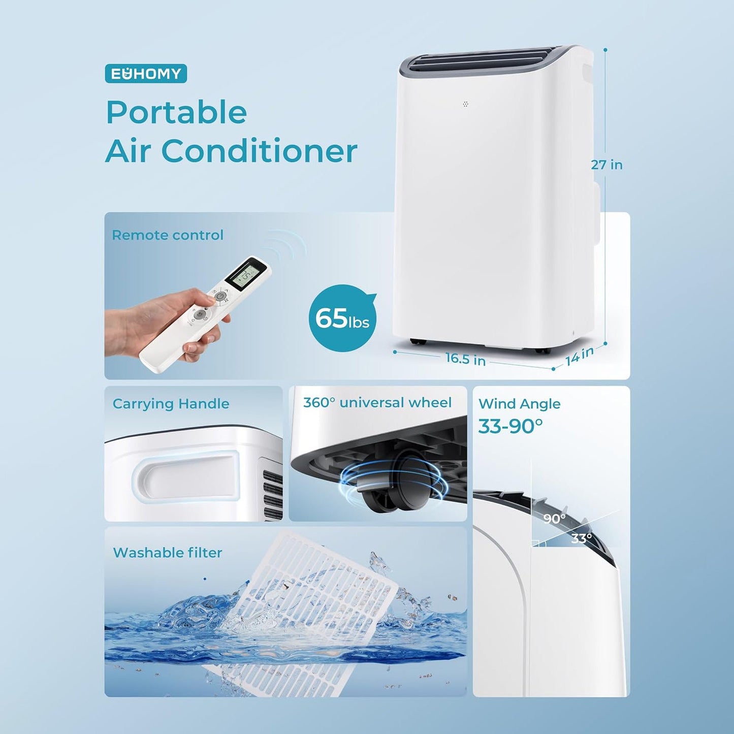 EUHOMY Portable Air Conditioners 3 in 1 Portable Cooling AC with Dehumidifier
