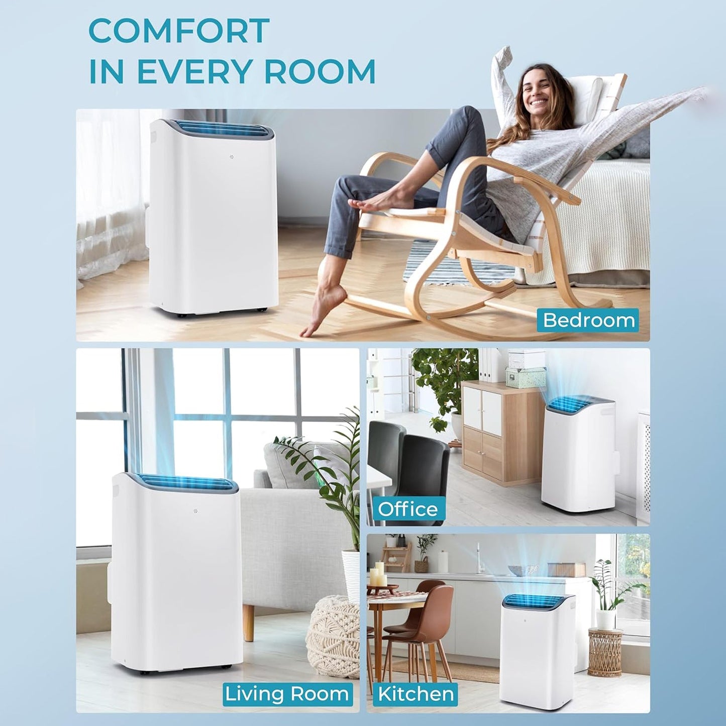 EUHOMY Portable Air Conditioners 3 in 1 Portable Cooling AC with Dehumidifier