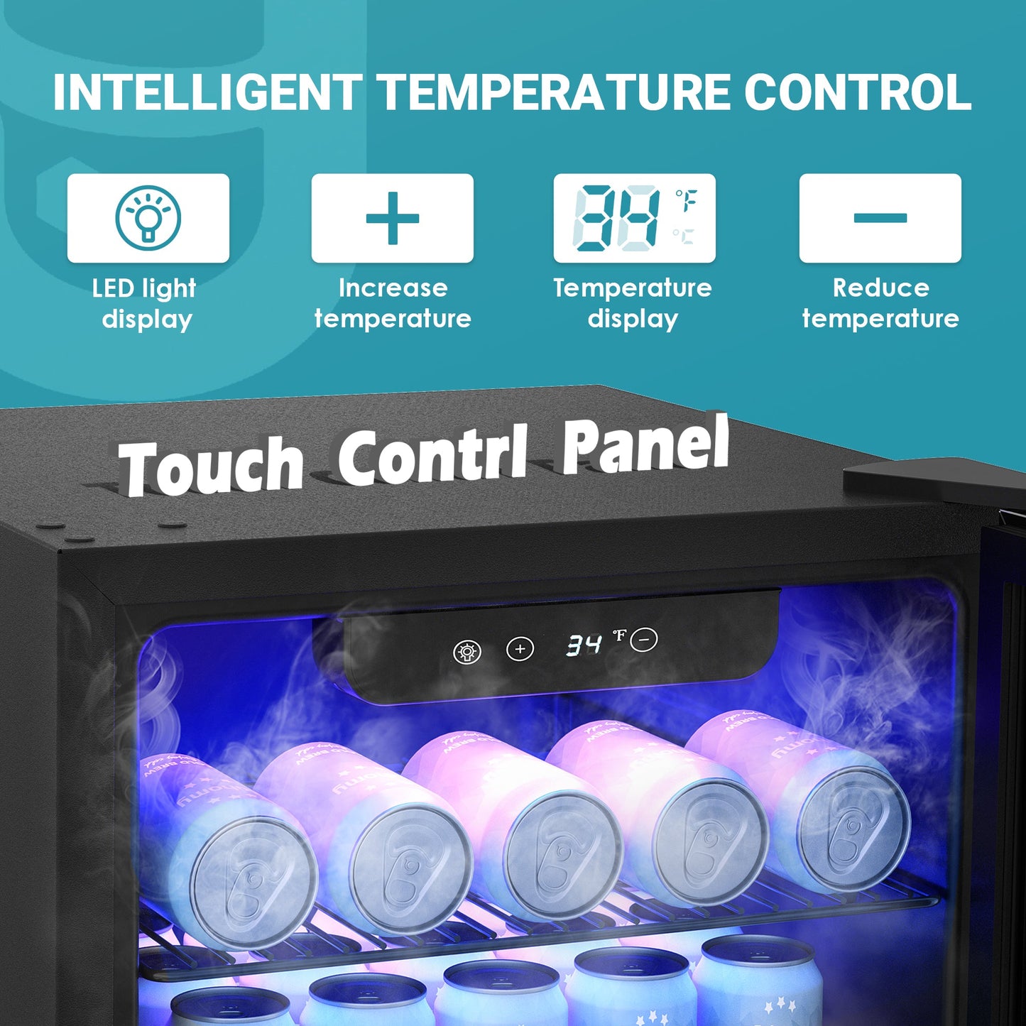 EUHOMY 3.2 Cu.Ft 126 Can Built in & Free Standing Beverage Cooler Wine Cooler