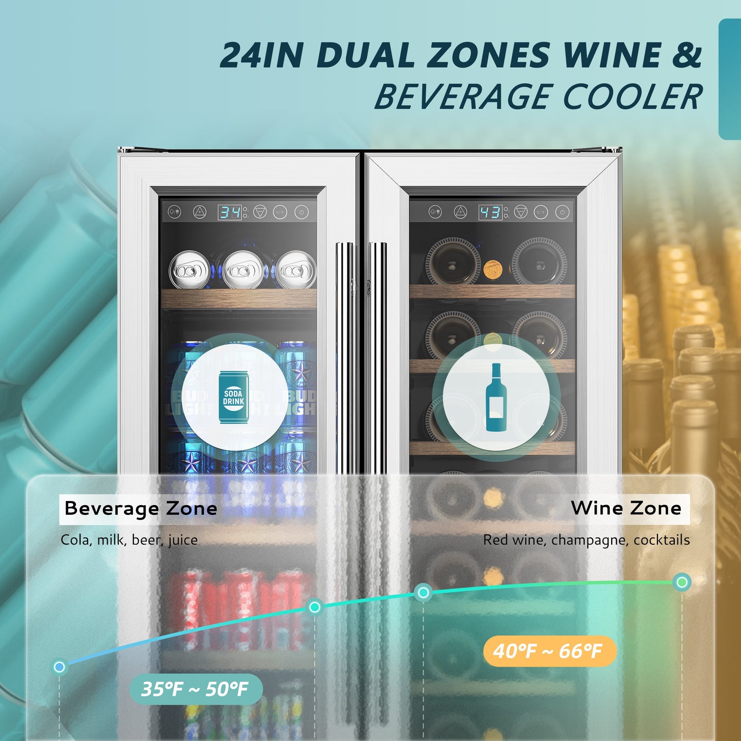 EUHOMY Beverage Refrigerator Under Counter Beer Fridge Large Capacity Wine Cooler - Euhomy