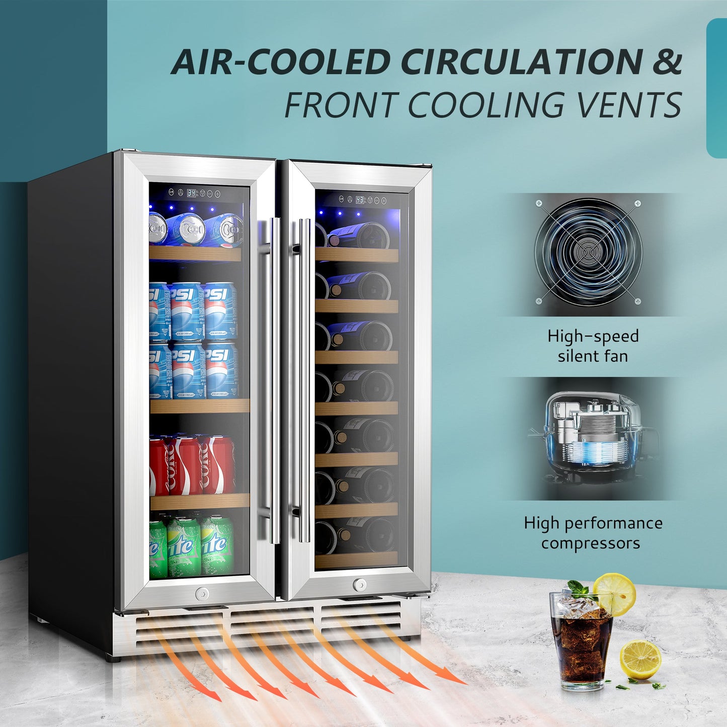 EUHOMY Beverage Refrigerator Under Counter Beer Fridge Large Capacity Wine Cooler - Euhomy