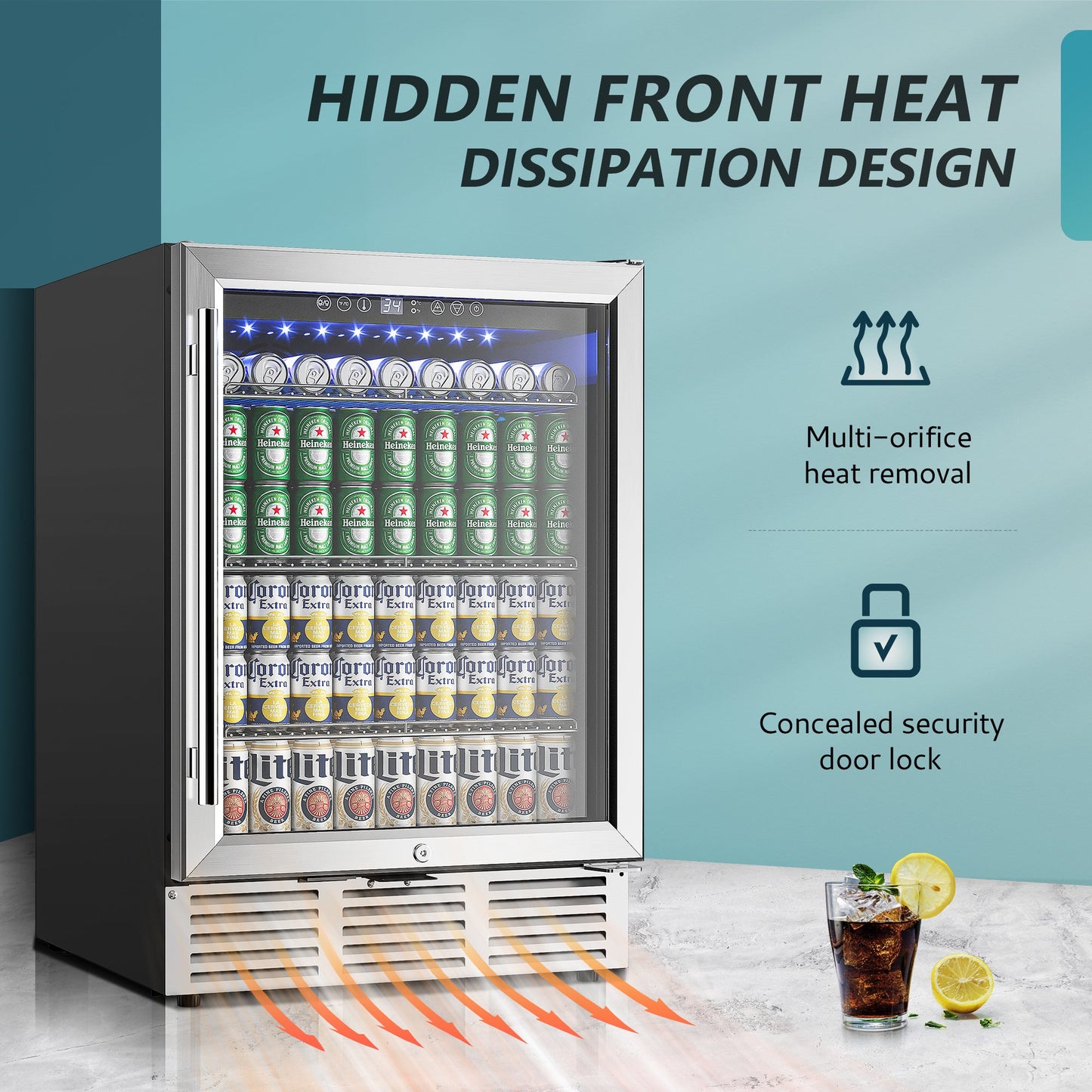 EUHOMY Beverage Refrigerator Under Counter Beer Fridge Large Capacity Wine Cooler - Euhomy