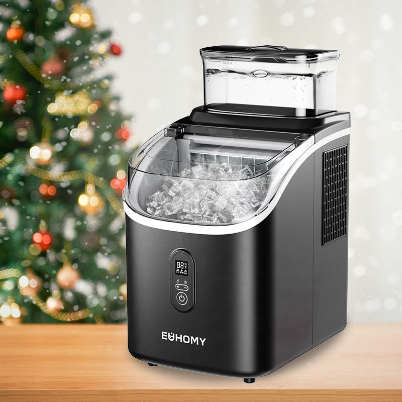 EUHOMY Ice Cube Maker Machine Countertop with External Water Tank, 34Lbs, 16Pcs Ready in 13 Mins, 2 Ways to Add Water, Auto-Cleaning - Euhomy