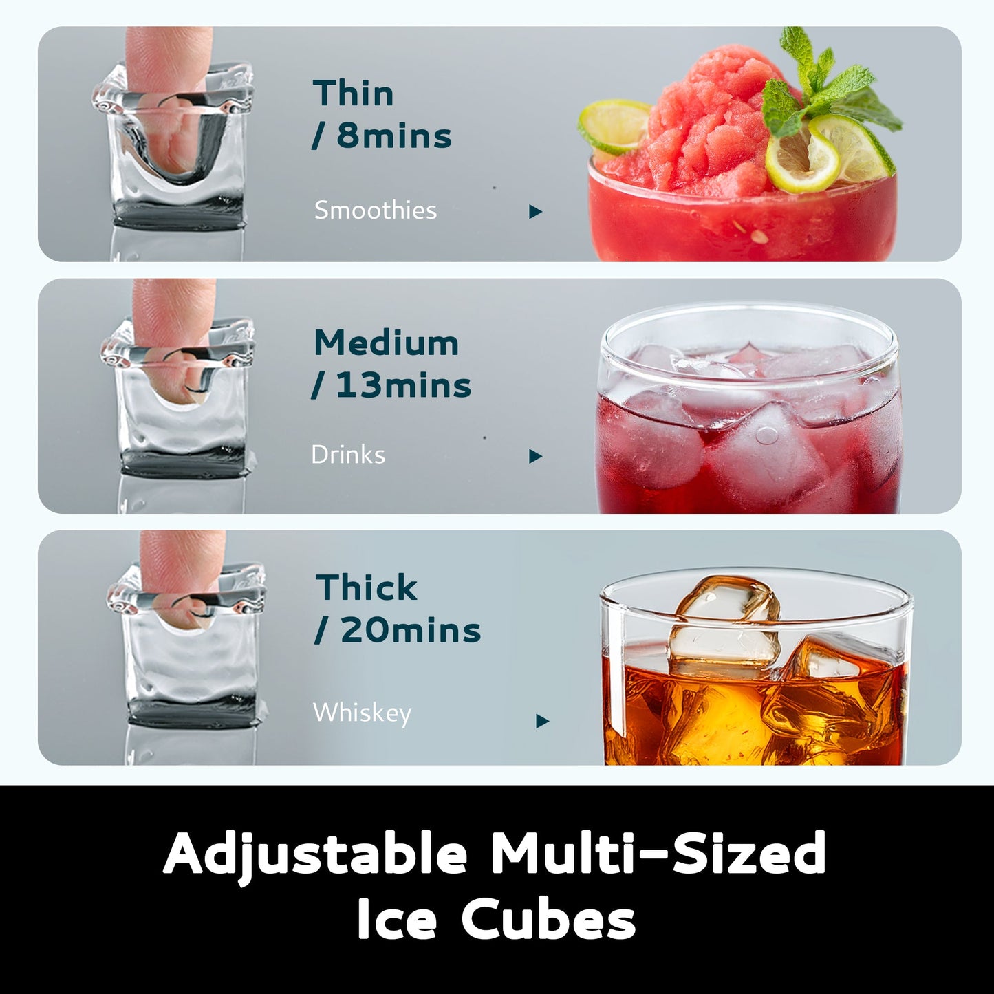 EUHOMY Ice Cube Maker Machine Countertop with External Water Tank, 34Lbs, 16Pcs Ready in 13 Mins, 2 Ways to Add Water, Auto-Cleaning, with Ice Scoop & Basket Includes 2 Bottles of Cleaner - Euhomy