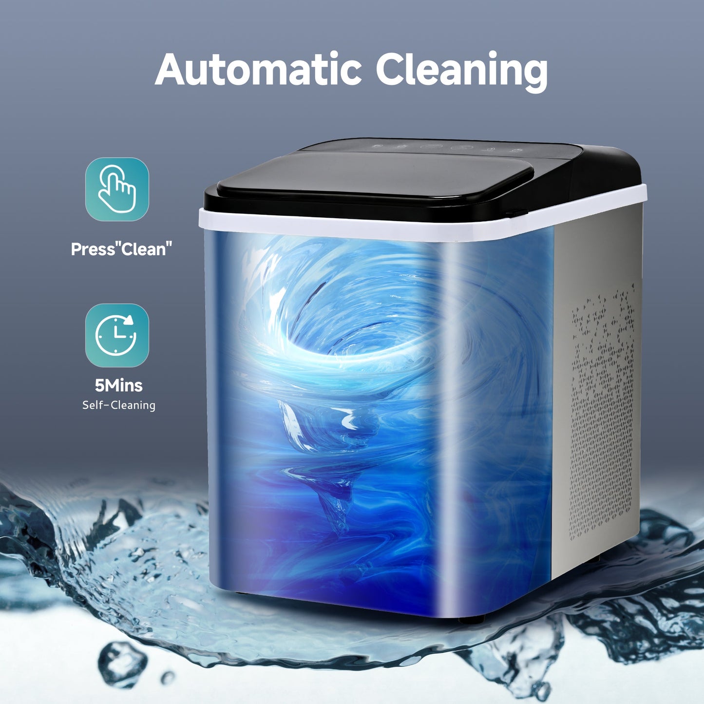 EUHOMY Pearl U1 Portable Nugget Ice Maker Countertop - 35Lbs/24H, 8 Mins Fast Chewable Clear Ice, Self-Cleaning