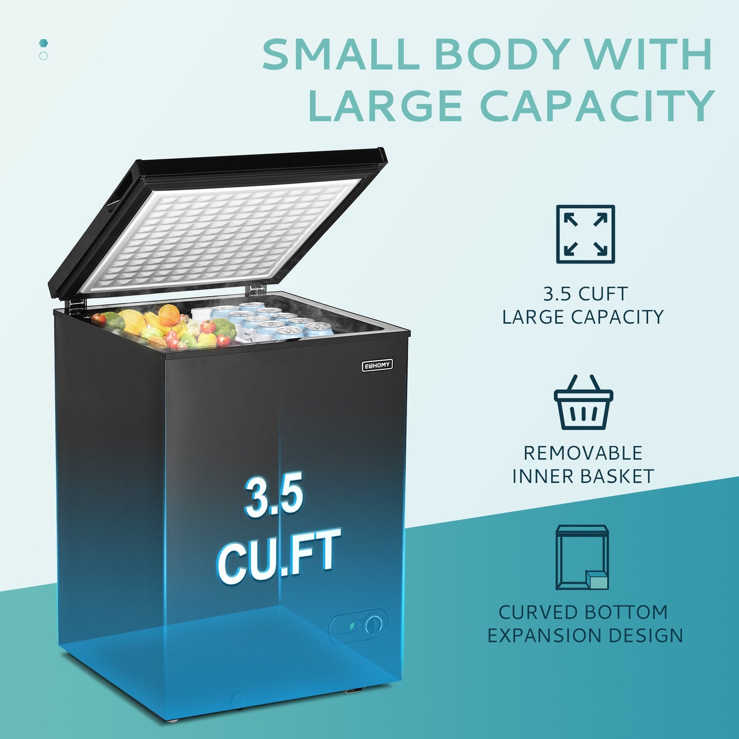 EUHOMY Chest Freezer with Removable Basket, Small Deep Freezer - Euhomy