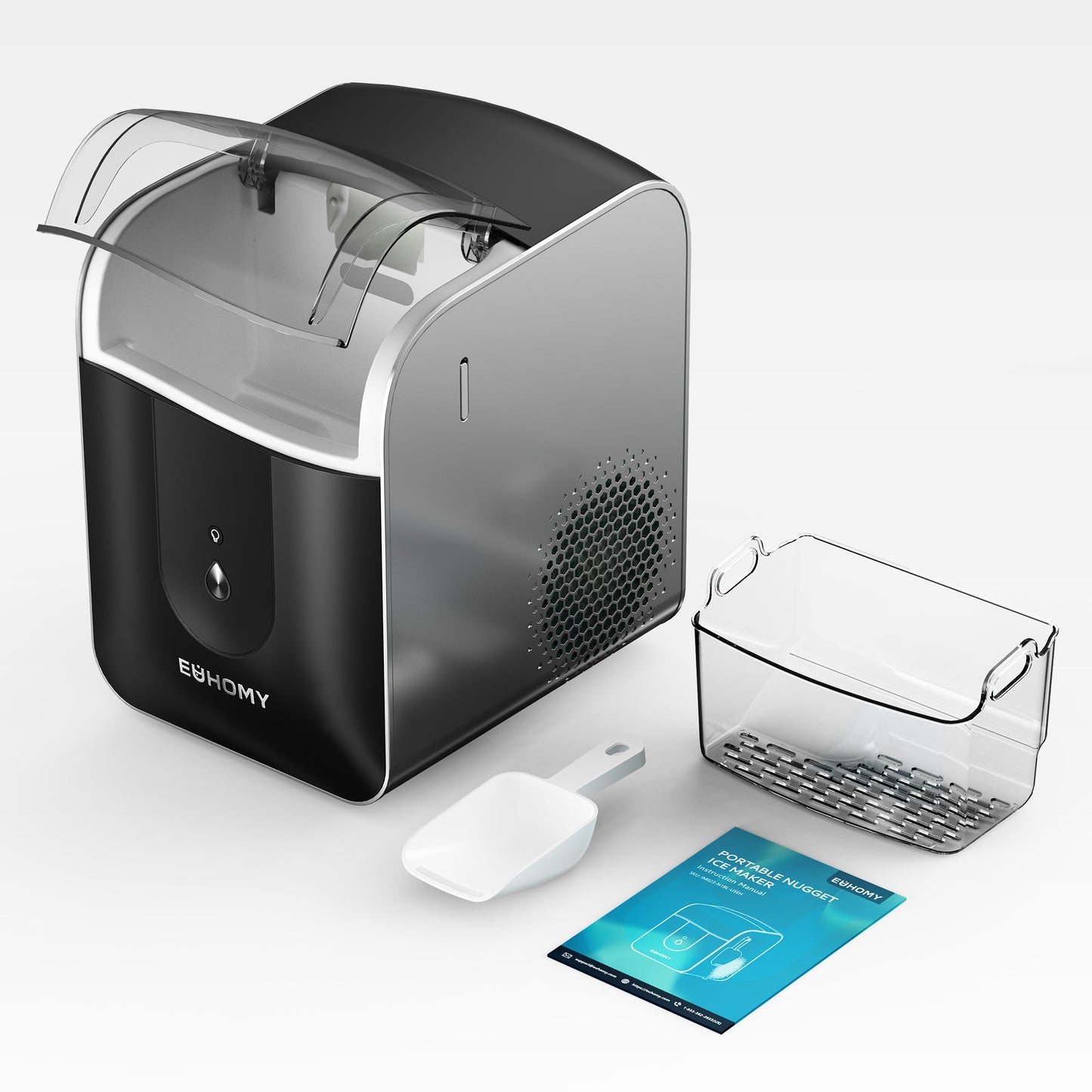 EUHOMY Pearl L1 Pro Portable Nugget Ice Maker Countertop– Smart App Control & Alerts, 33Lbs/24H, 7–10 Mins Fast Ice