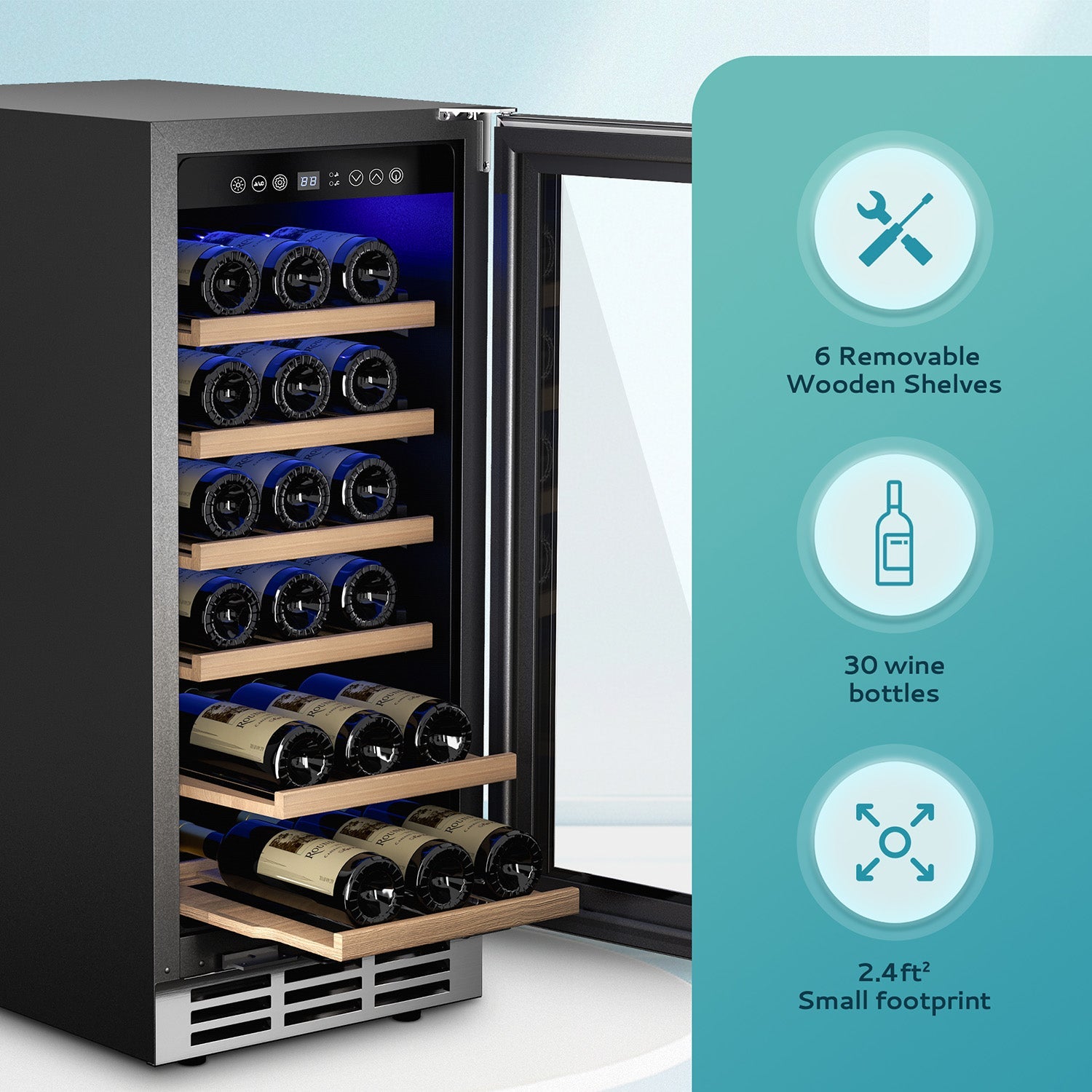 EUHOMY 15 Inch Wine Fridge Low Noise Beverage Refrigerator Wine Cooler - Euhomy