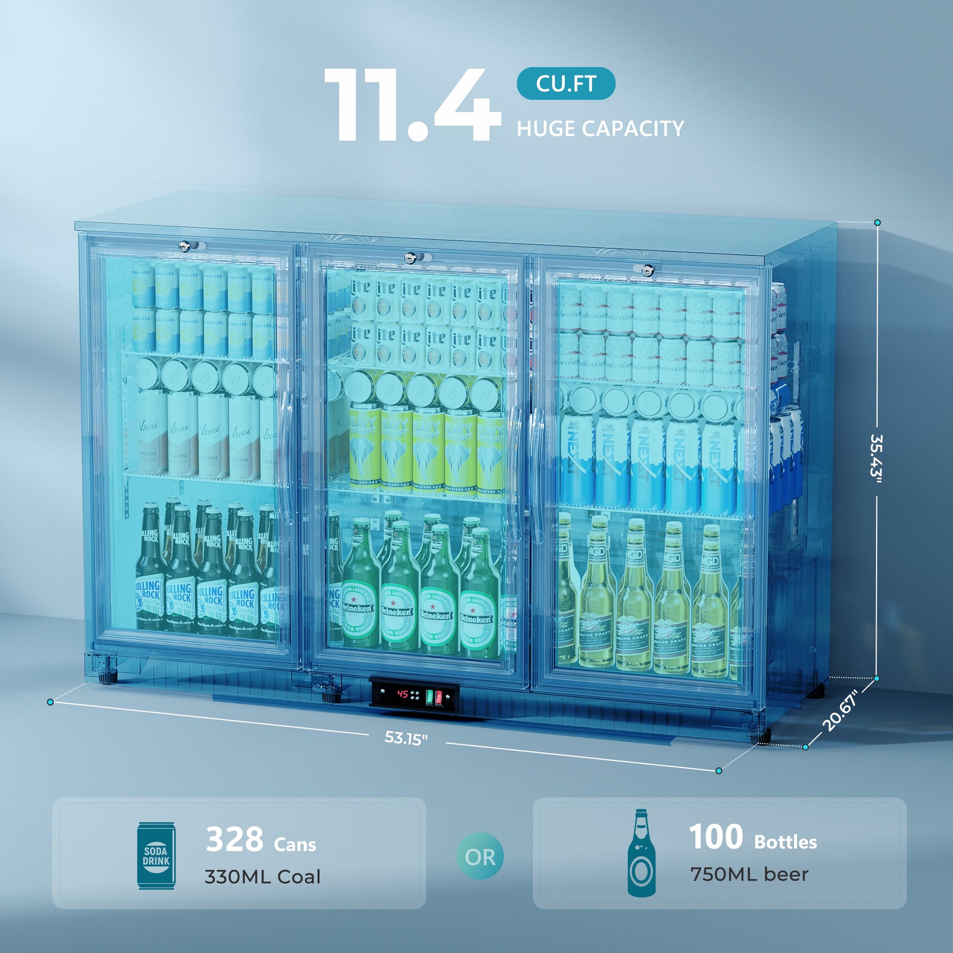 EUHOMY Back Bar Cooler With 2/3 Glass Swing Doors Wine Cooler - Euhomy
