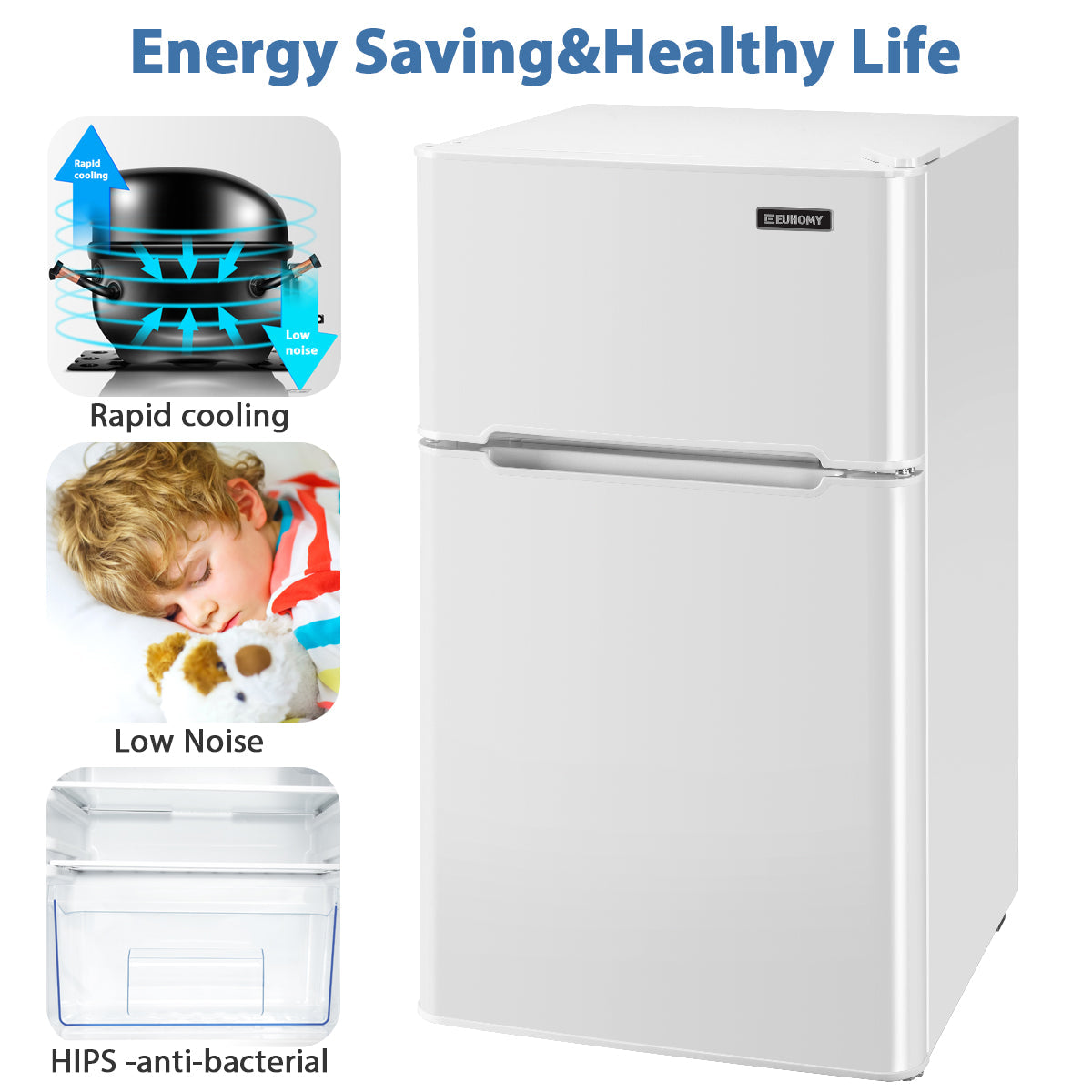 EUHOMY 3.2 Cu.Ft Built in & Free Standing Mini Fridge - Euhomy