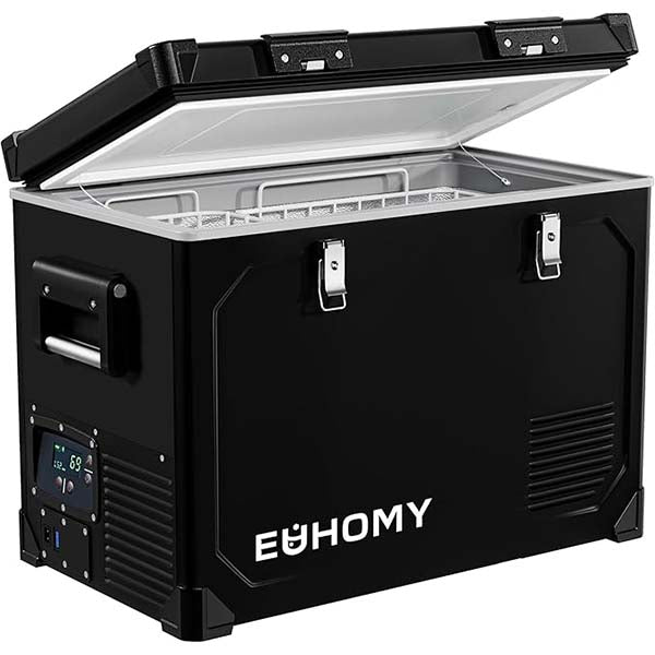 Euhomy Car Refrigerator, 110V, 69 Quart, Dual Zone, Black, Dual Door with Lock – Ideal for Home, Camping, or Off-Grid Use