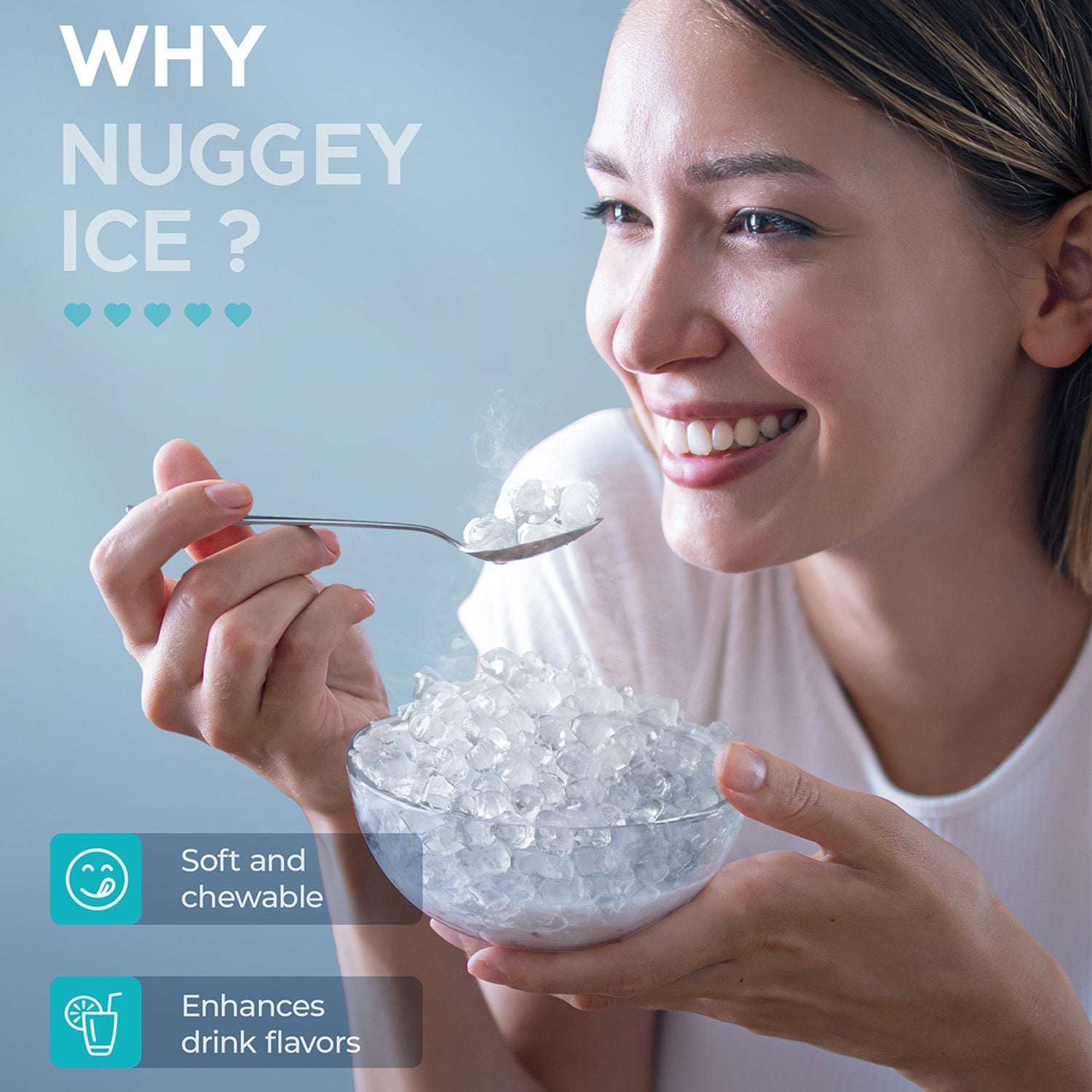 EUHOMY Commercial Under Counter Nugget Ice Maker Machine Includes 2 Bottles of Cleaner - Euhomy
