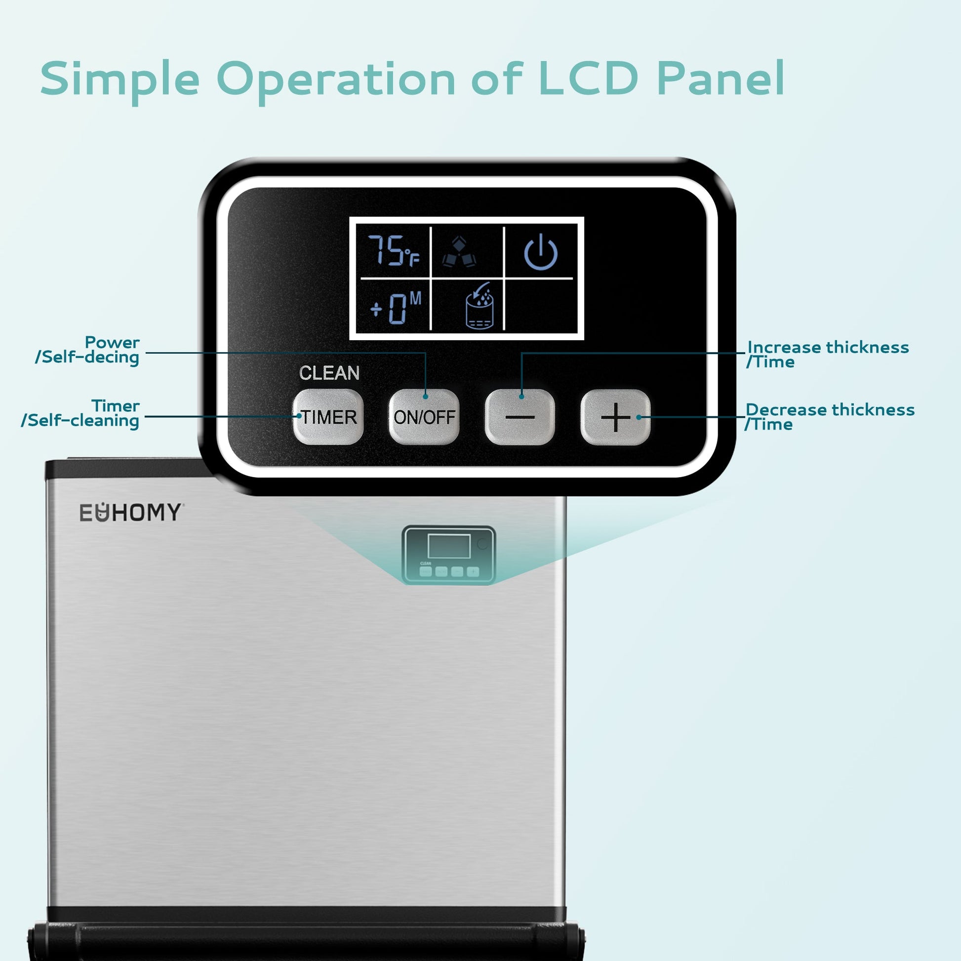 EUHOMY 339/449Lbs/24H Easy Use Commercial Ice Maker Machine Includes 2 Bottles of Cleaner - Euhomy