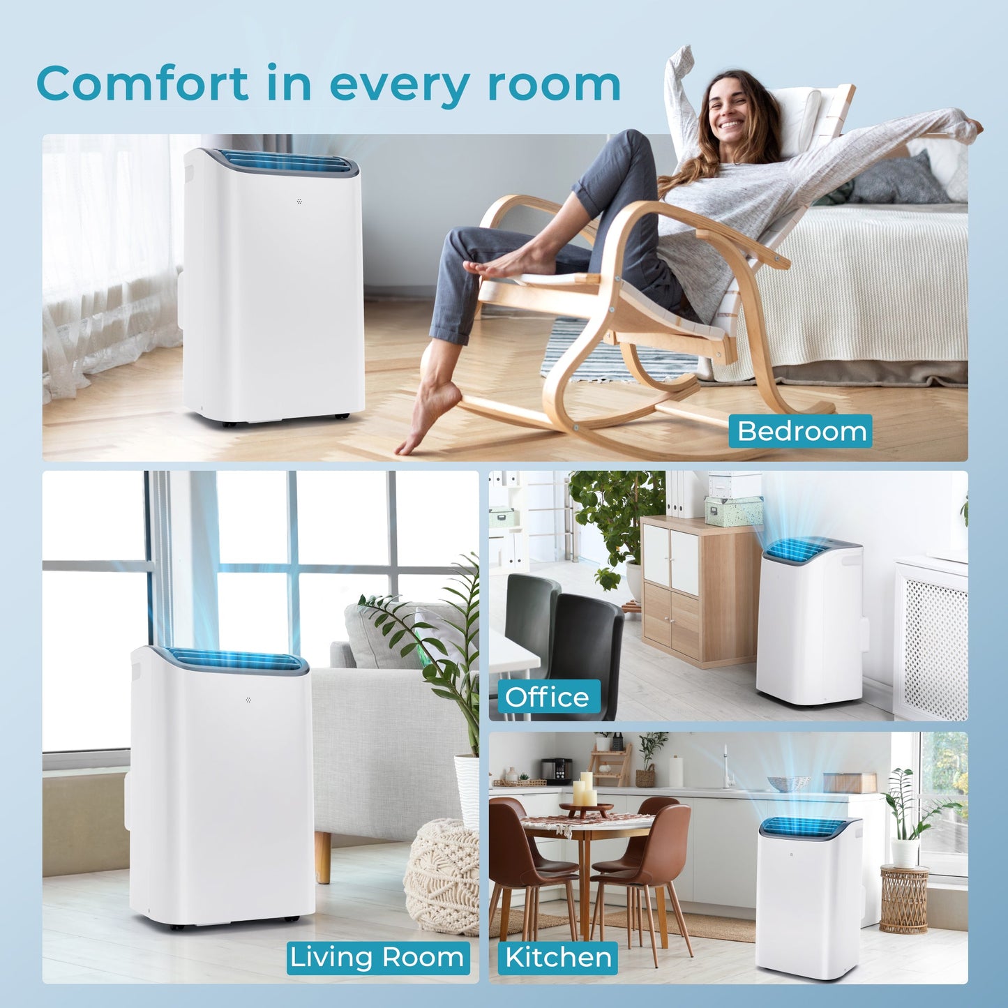 EUHOMY Portable Air Conditioners 14000 Btu3 in 1 Portable Cooling AC with Dehumidifier Fan Modes