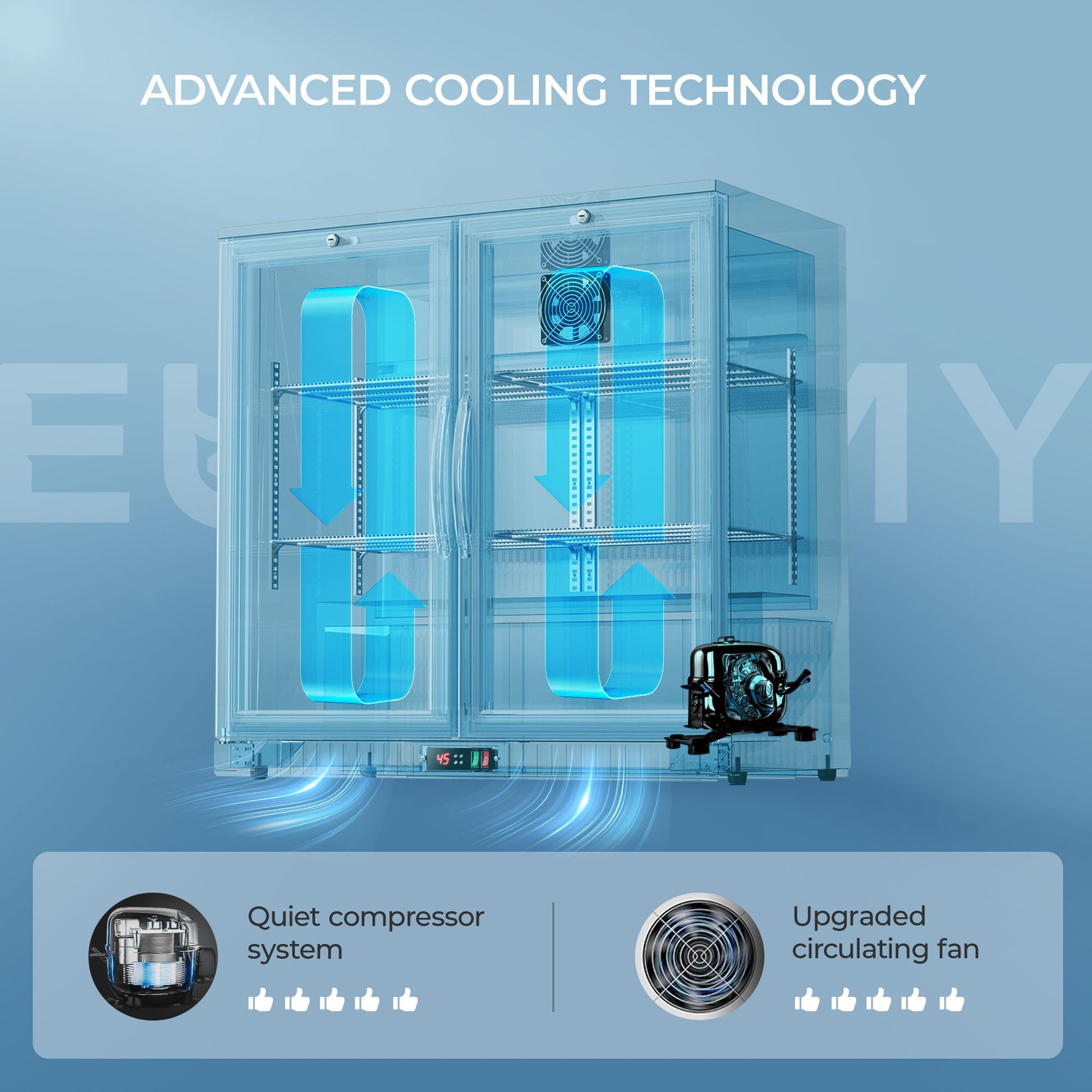 EUHOMY Back Bar Cooler With 2/3 Glass Swing Doors Wine Cooler - Euhomy