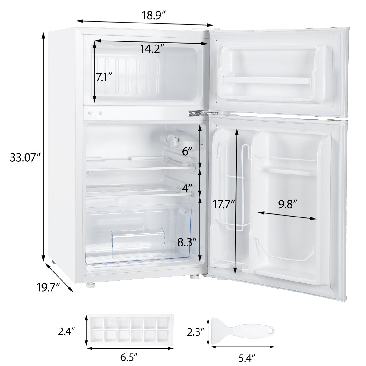 EUHOMY 3.2 Cu.Ft Built in & Free Standing Mini Fridge - Euhomy