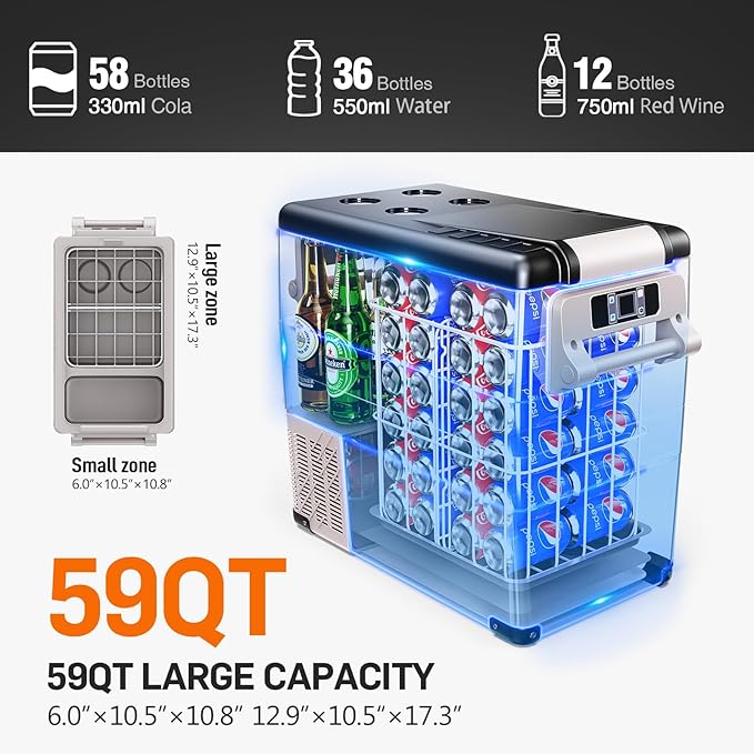 EUHOMY 12 Volt Multi-Adapter Equipped Portable Electric Cooler Car Refrigerator - Euhomy