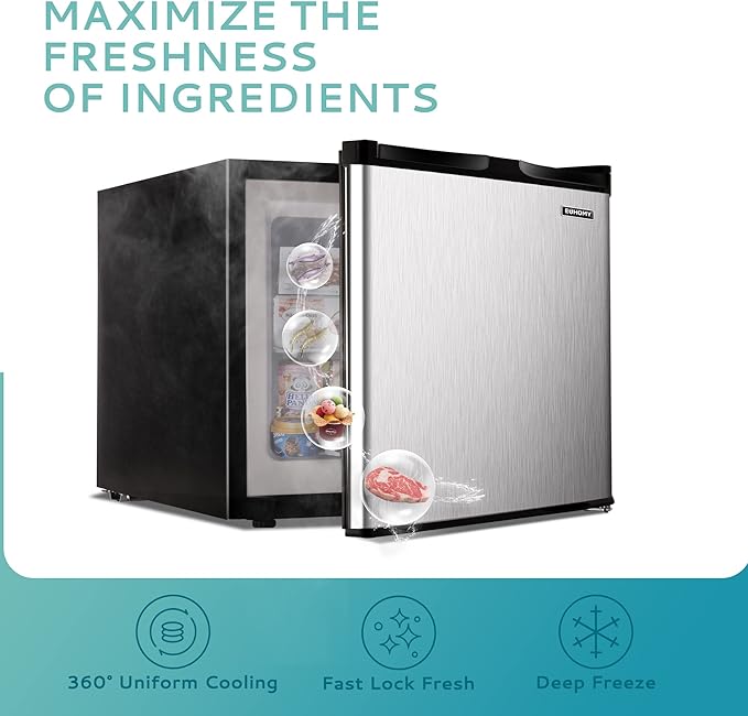 EUHOMY 1.7 Cu.Ft Mini Fridge with Compact Freezer Temperature Control - Euhomy