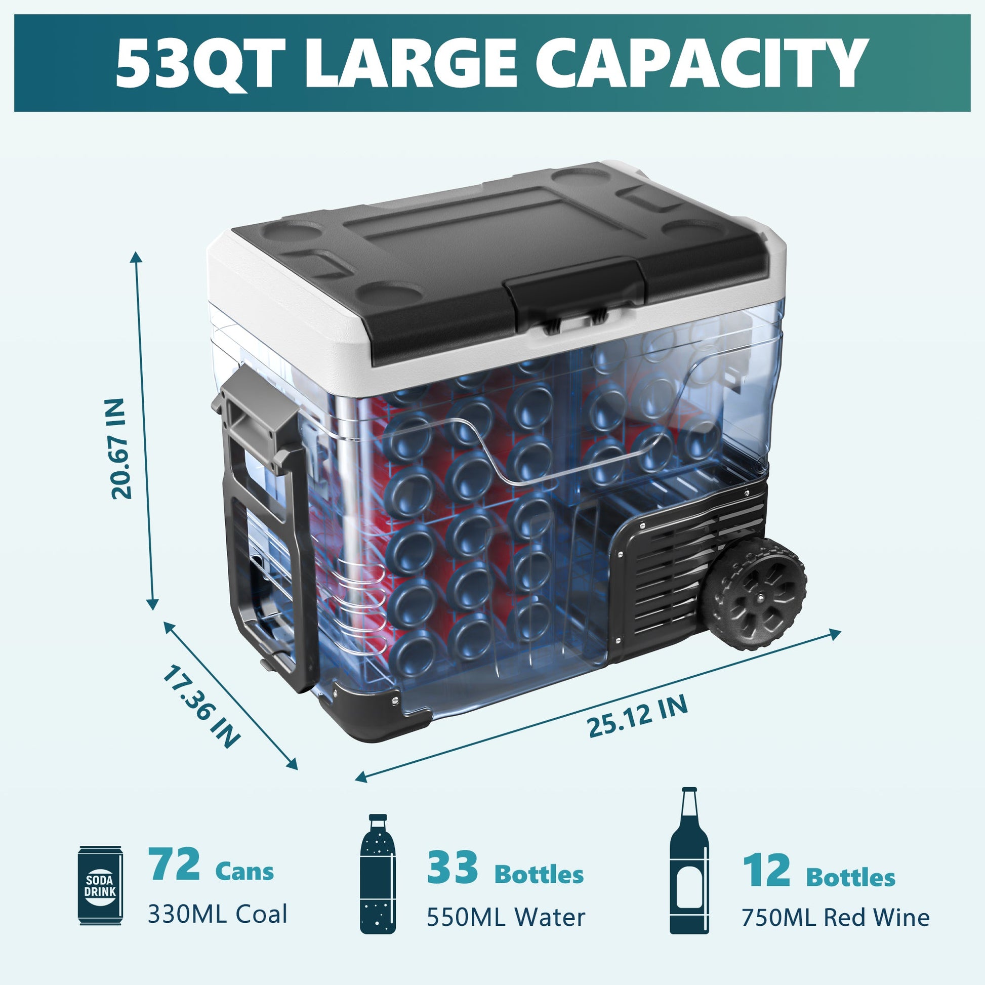 EUHOMY 12 Volt Camp Refrigerator Temperature Control Dual Zone Portable Car Refrigerator - Euhomy