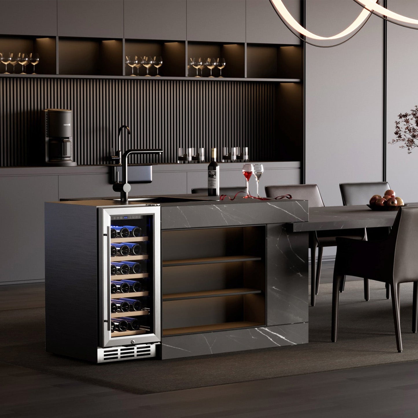 EUHOMY 15 Inch Wine Fridge Low Noise Beverage Refrigerator Wine Cooler - Euhomy