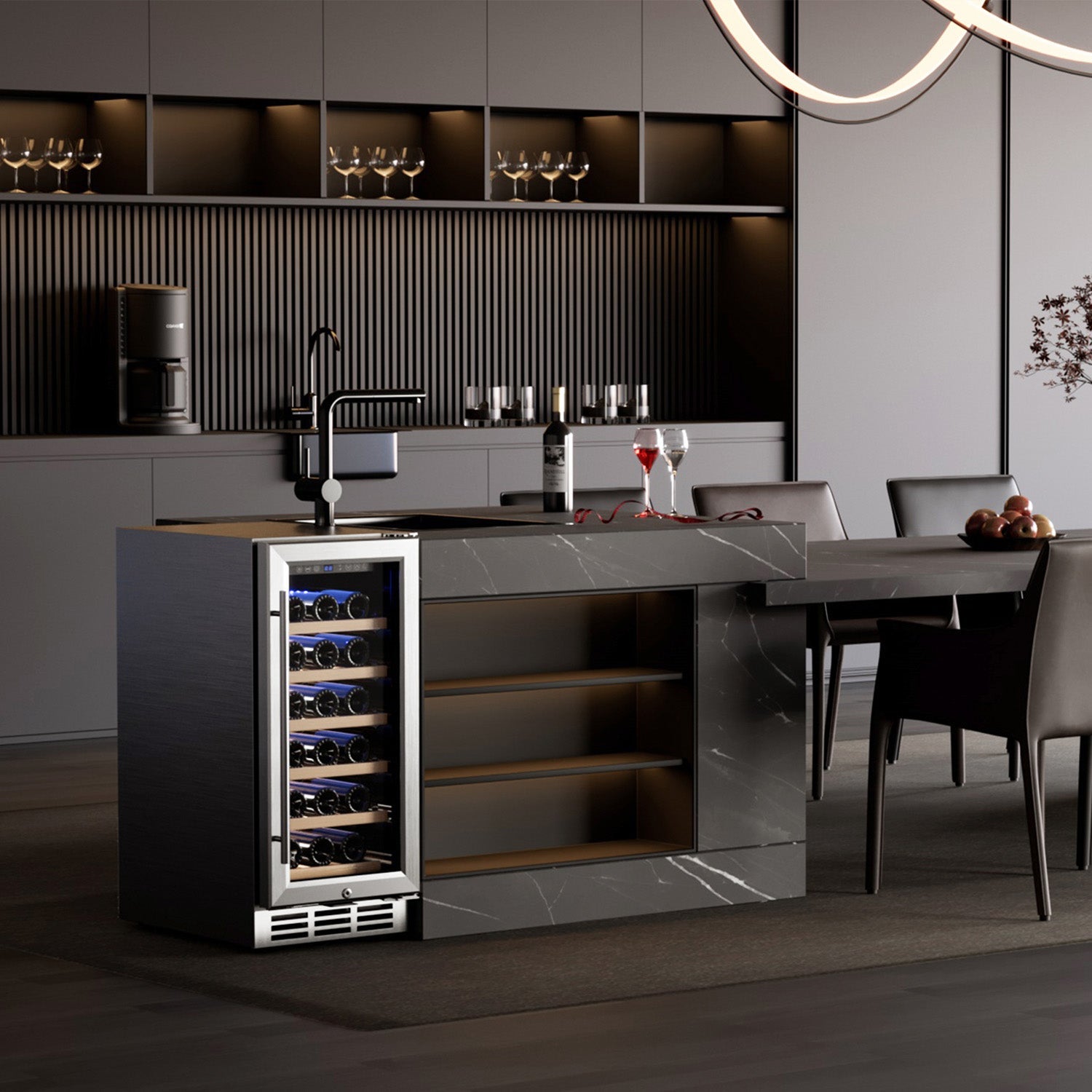 EUHOMY 15 Inch Wine Fridge Low Noise Beverage Refrigerator Wine Cooler - Euhomy