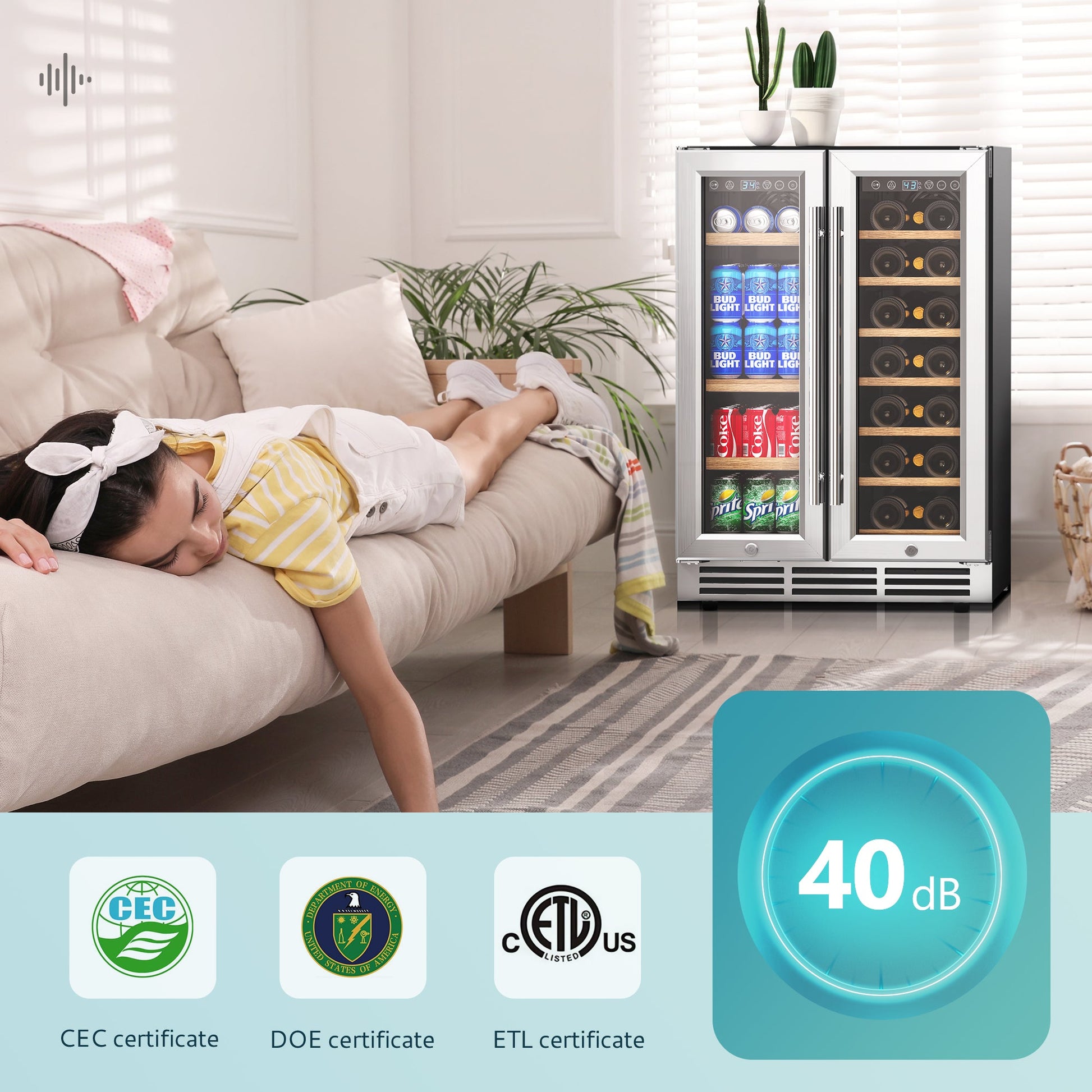 EUHOMY Beverage Refrigerator Under Counter Beer Fridge Large Capacity Wine Cooler - Euhomy