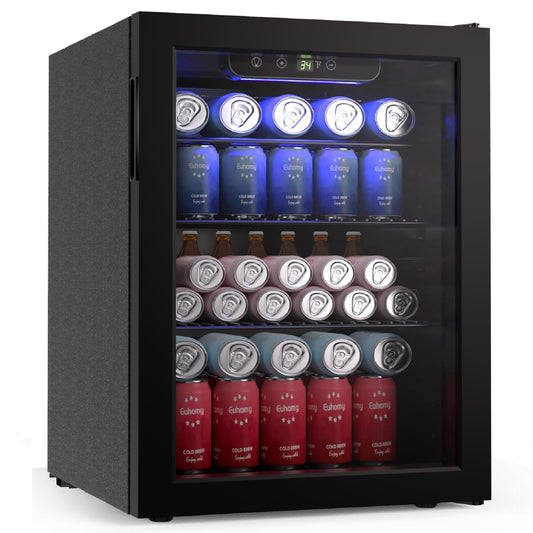 EUHOMY 100 Can Mini Fridge Glass Door Beverage Refrigerator Cooler - Euhomy