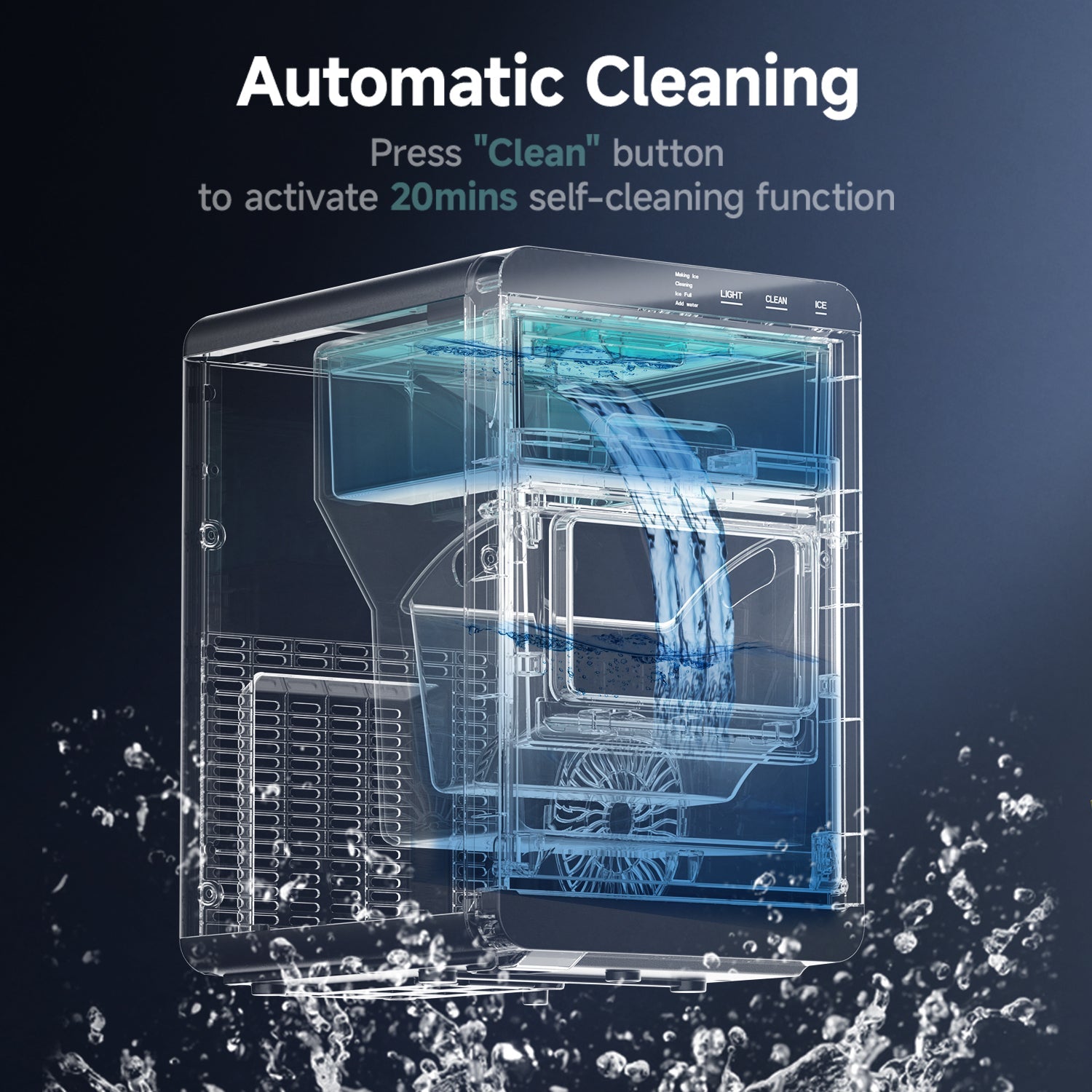 EUHOMY Nugget Ice Maker Countertop, 44Lbs/24H Pebble Ice Maker Machine Includes 2 Bottles of Cleaner - Euhomy