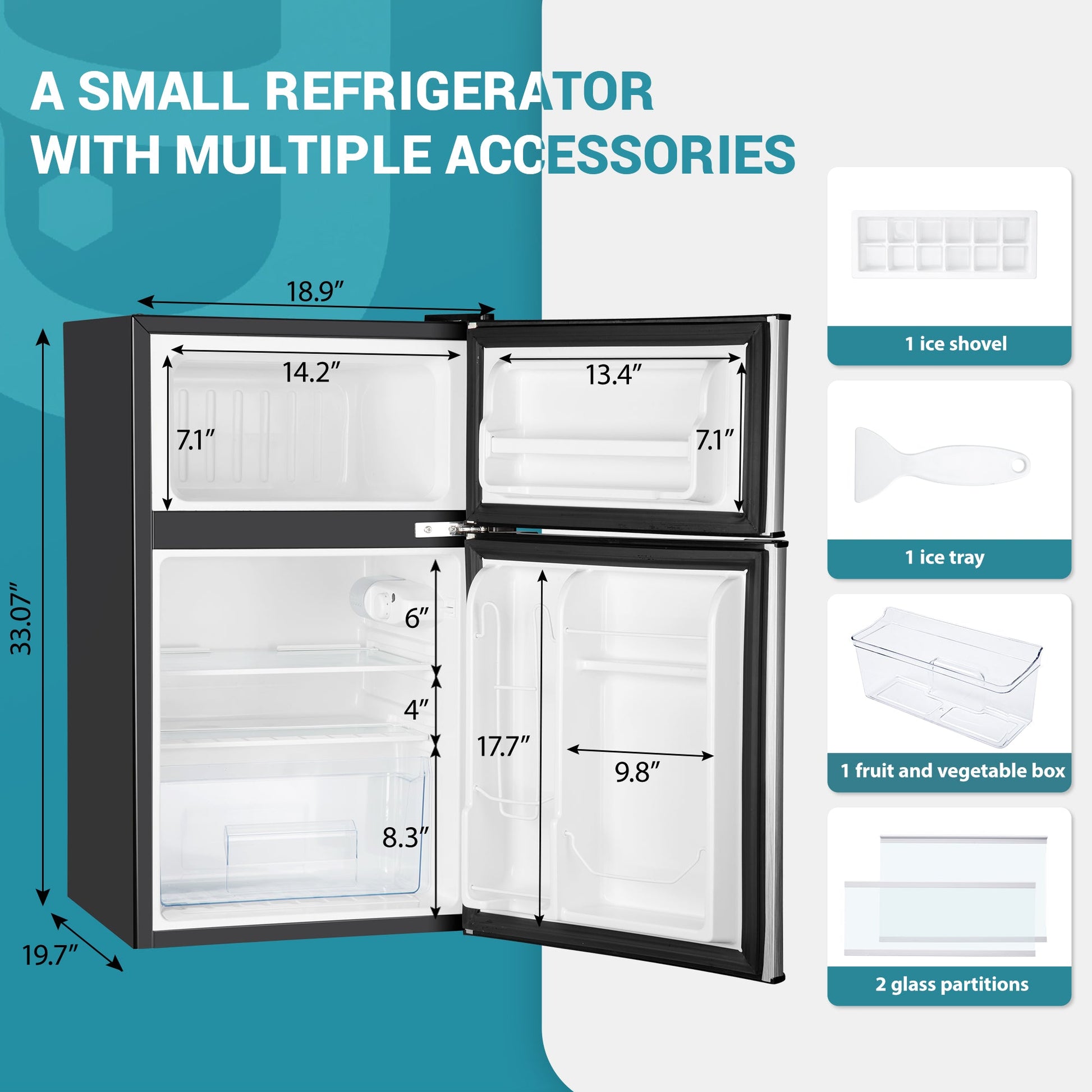 EUHOMY 3.2 Cu.Ft Built in & Free Standing Mini Fridge - Euhomy